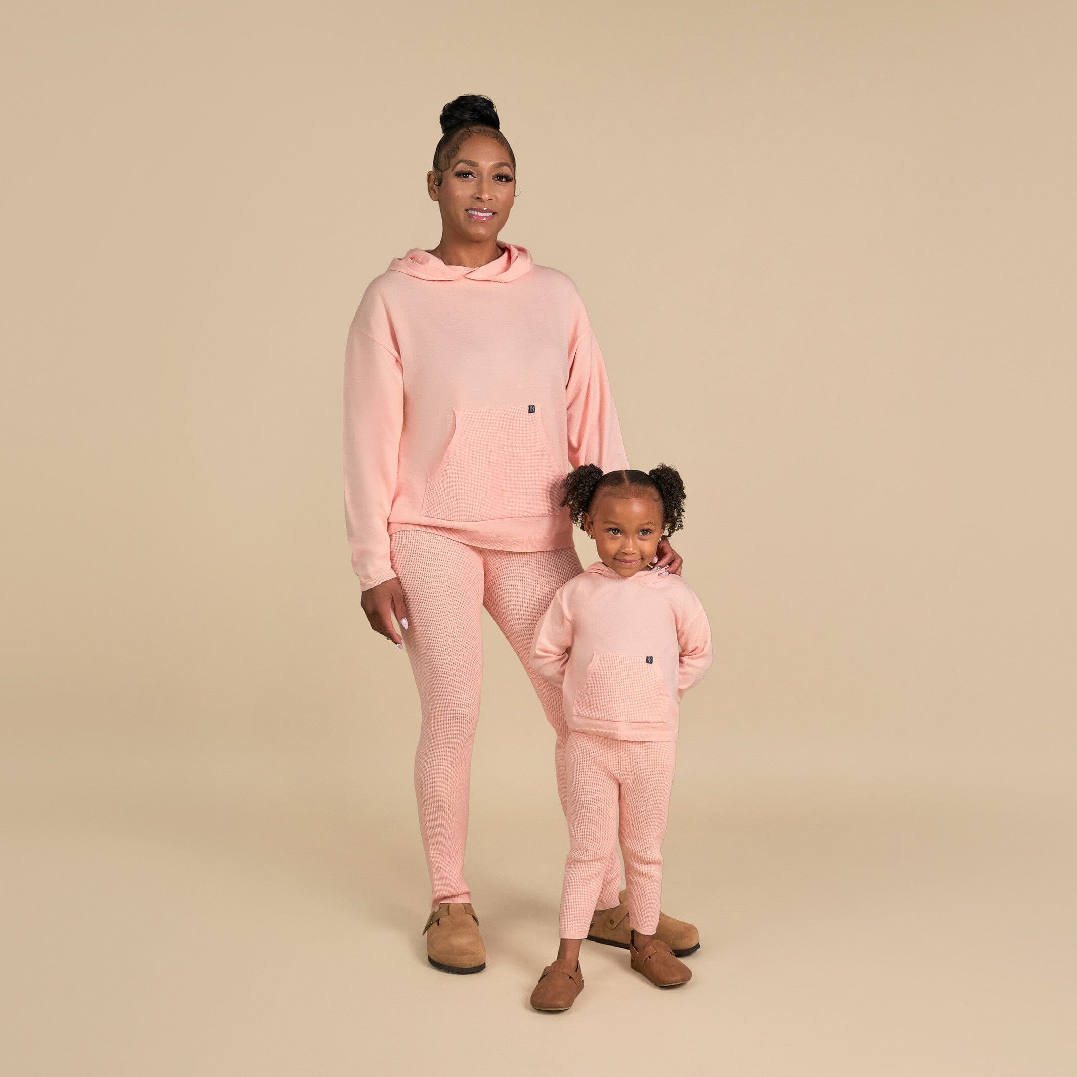 Mommy & Me 2-Piece Pink Hooded Waffle Viscose Top & Legging Bundle - Image 10