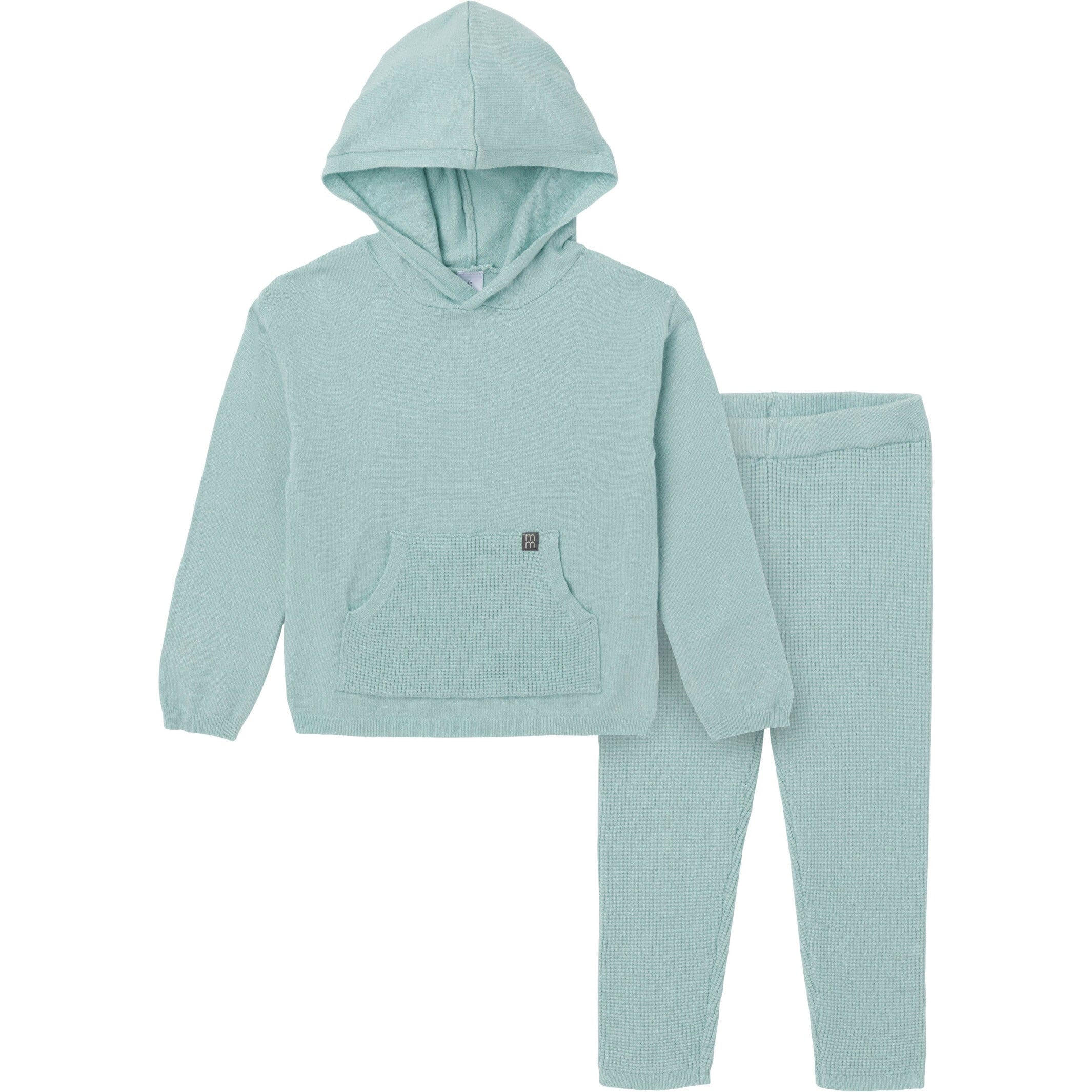 Mommy & Me 2-Piece Medium Sky Hooded Waffle Viscose Top & Legging Bundle - Image 2