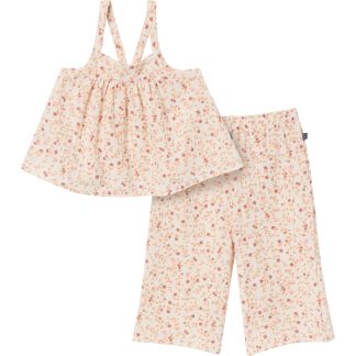 2-Piece Infant & Toddler Girls Beige Vine Floral Cropped Pants Set