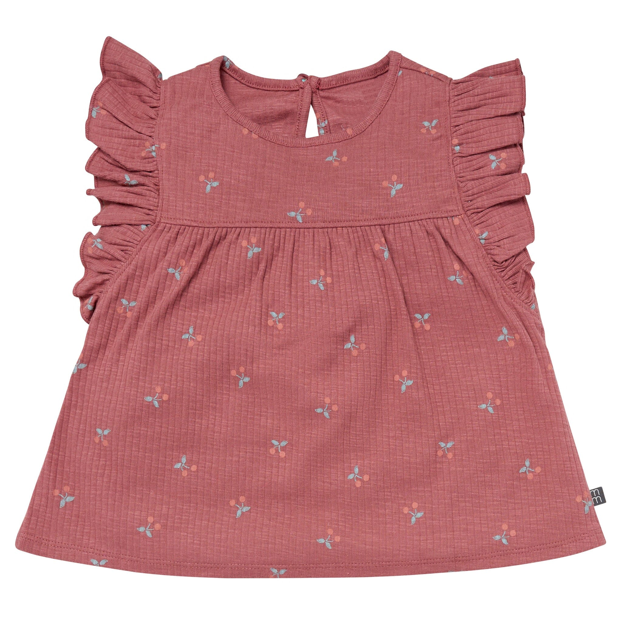 4-Piece Infant & Toddler Girls Rose Cherries Flutter Sleeve Tops and Shorts Set - Image 2