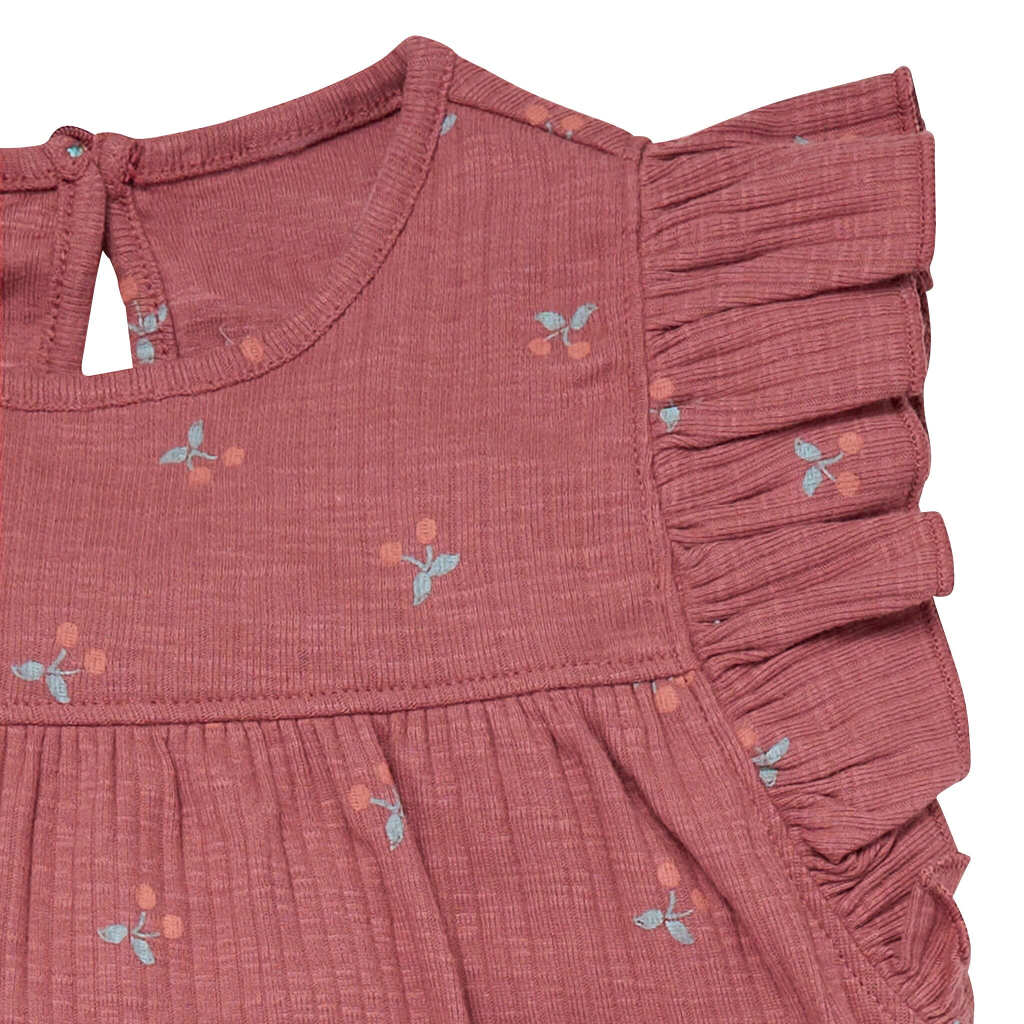 4-Piece Infant & Toddler Girls Rose Cherries Flutter Sleeve Tops and Shorts Set - Image 3