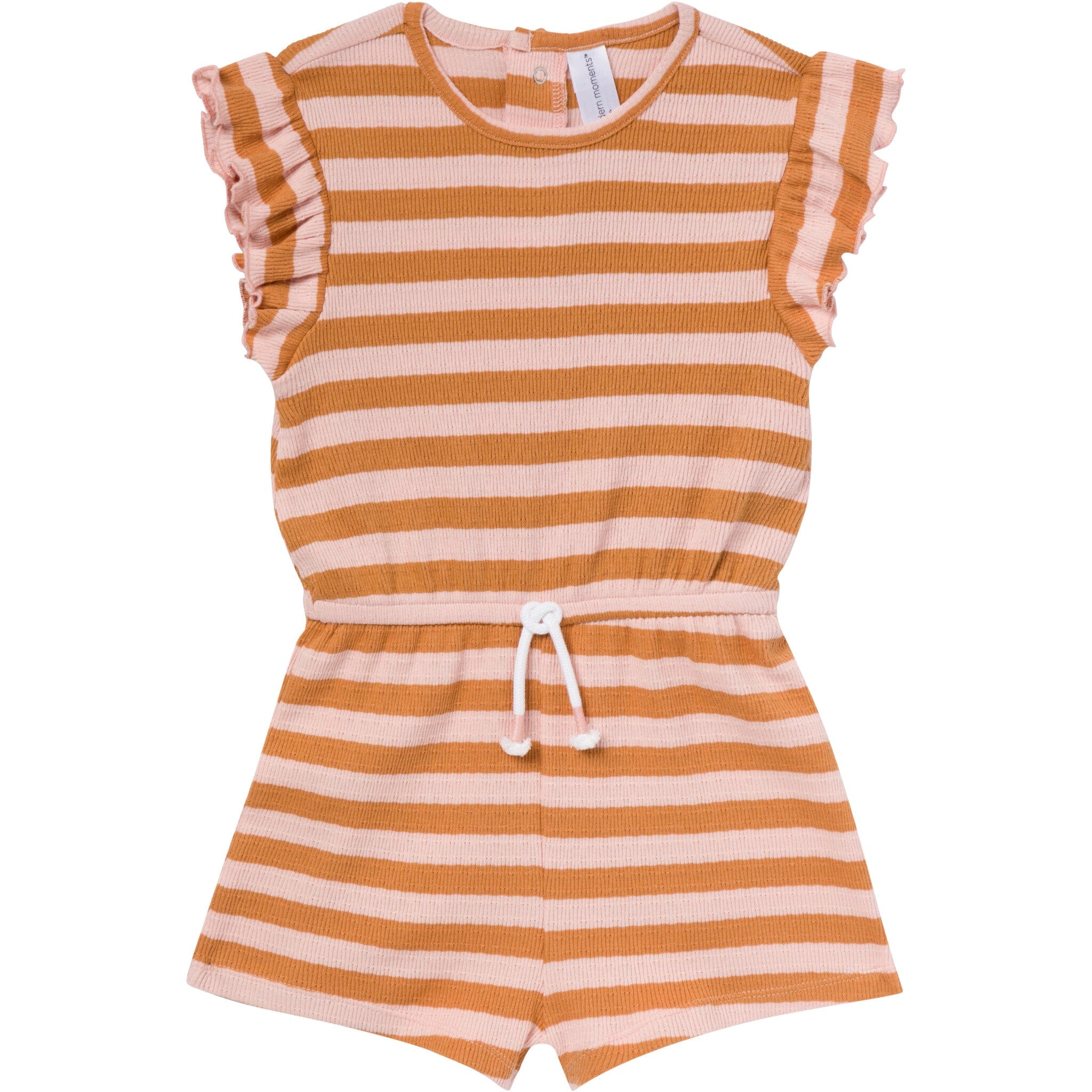 Infant & Toddler Girls Rose Stripe Flutter Sleeve Romper