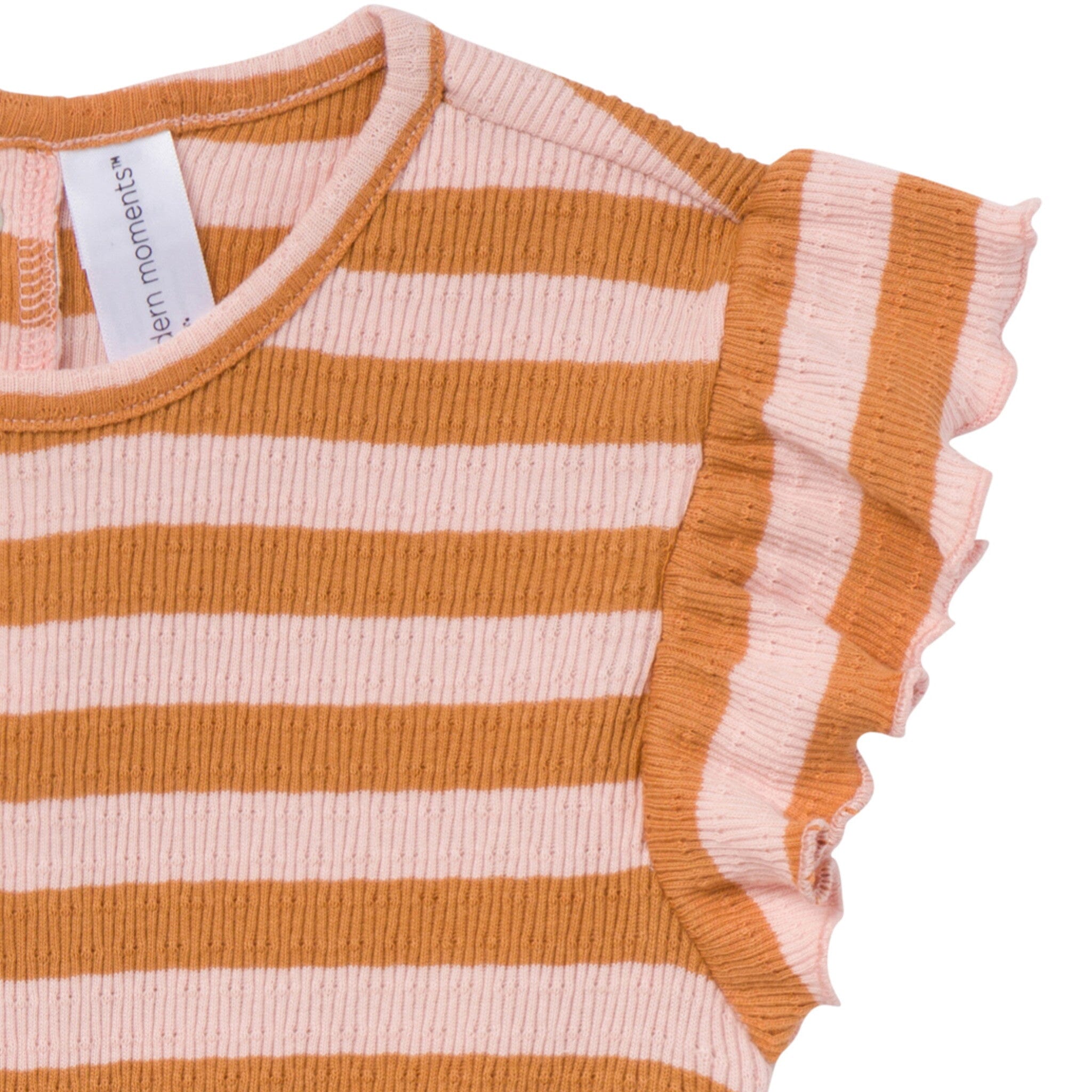 Infant & Toddler Girls Rose Stripe Flutter Sleeve Romper - Image 4