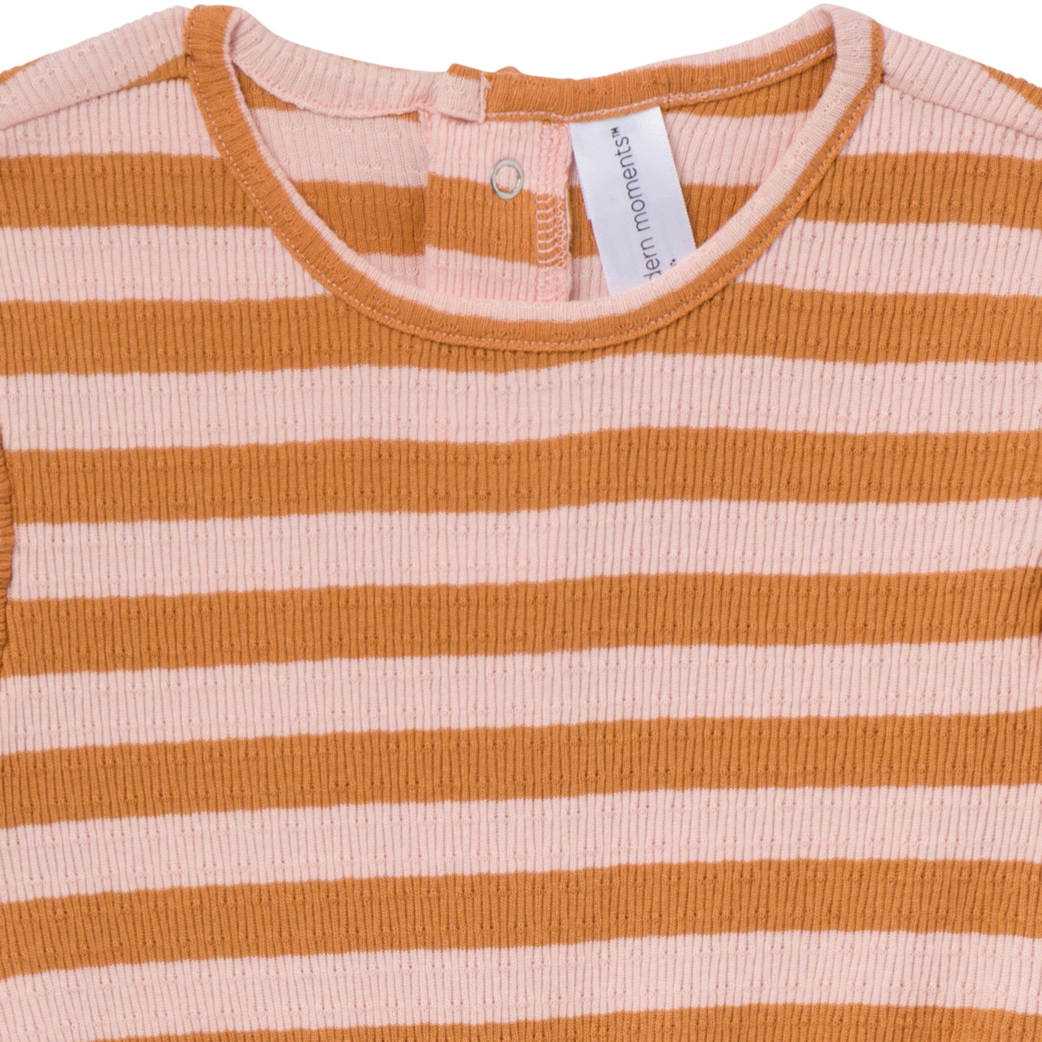 Infant & Toddler Girls Rose Stripe Flutter Sleeve Romper - Image 5