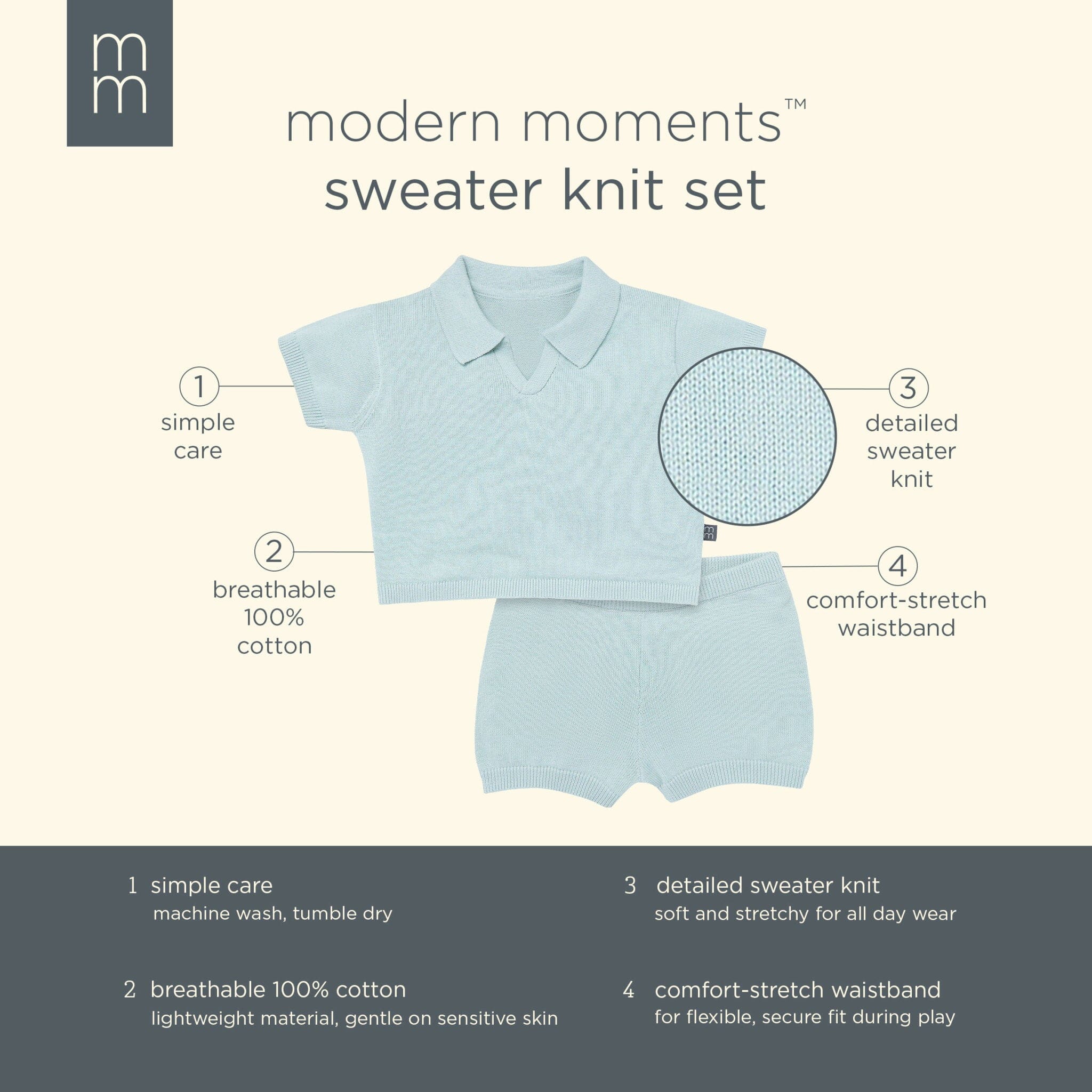 2-Piece Baby Boys Light Sky Johnny Collar Sweater Knit Set - Image 8