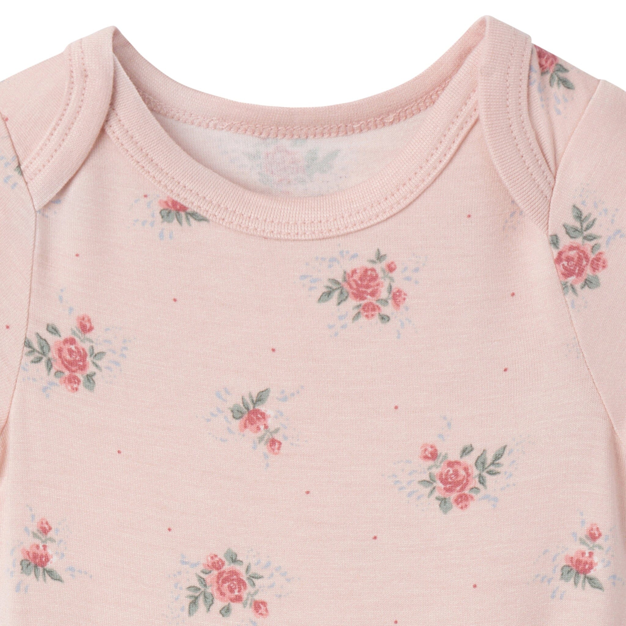 4-Piece Baby Girls Pink Roses Bodysuits and Pants Viscose Set - Image 3