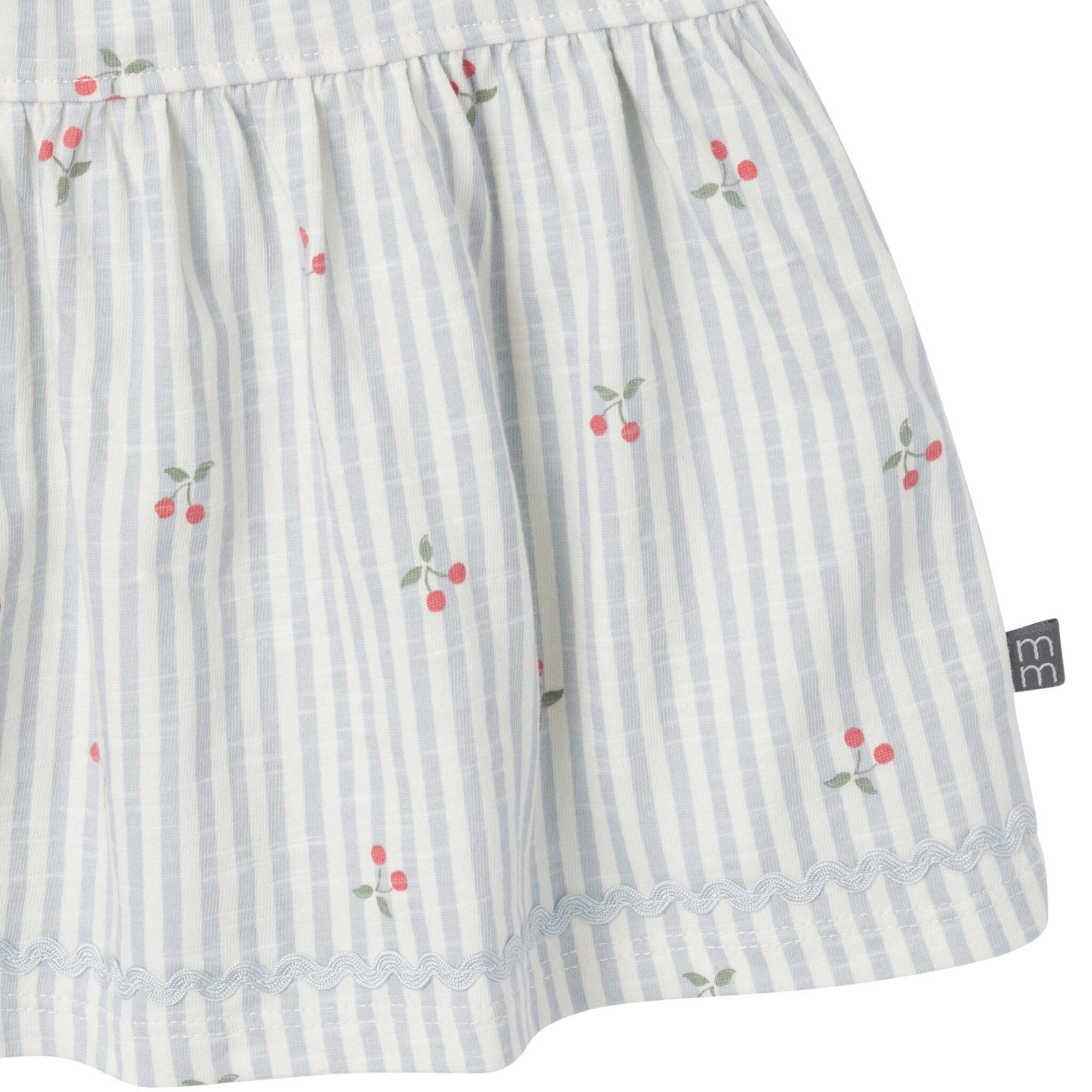 2-Piece Infant & Toddler Girls Cherry Stripes Ruffle Top and Shorts Set - Image 3