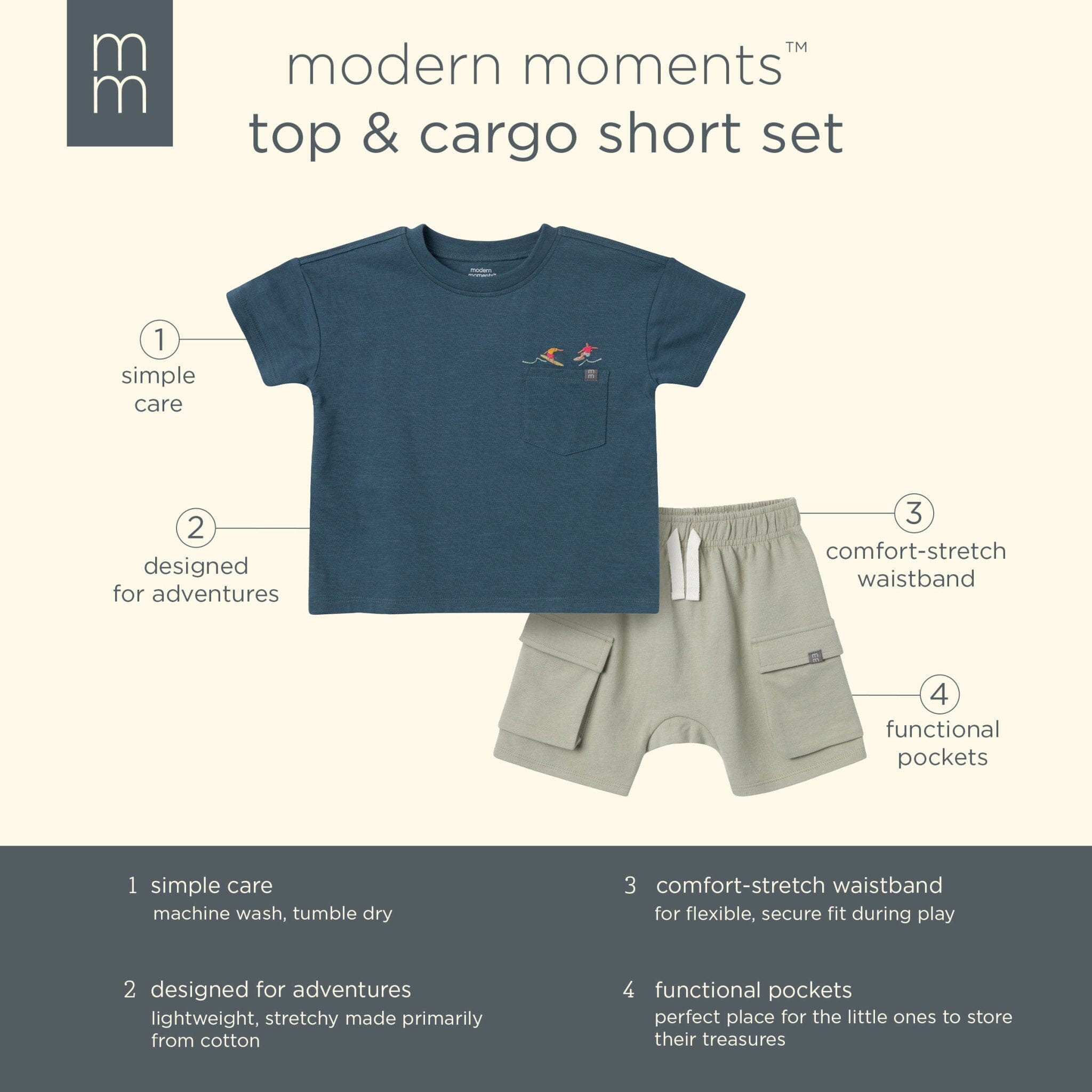 2-Piece Toddler Boys Surfers Top and Cargo Shorts Set - Image 7