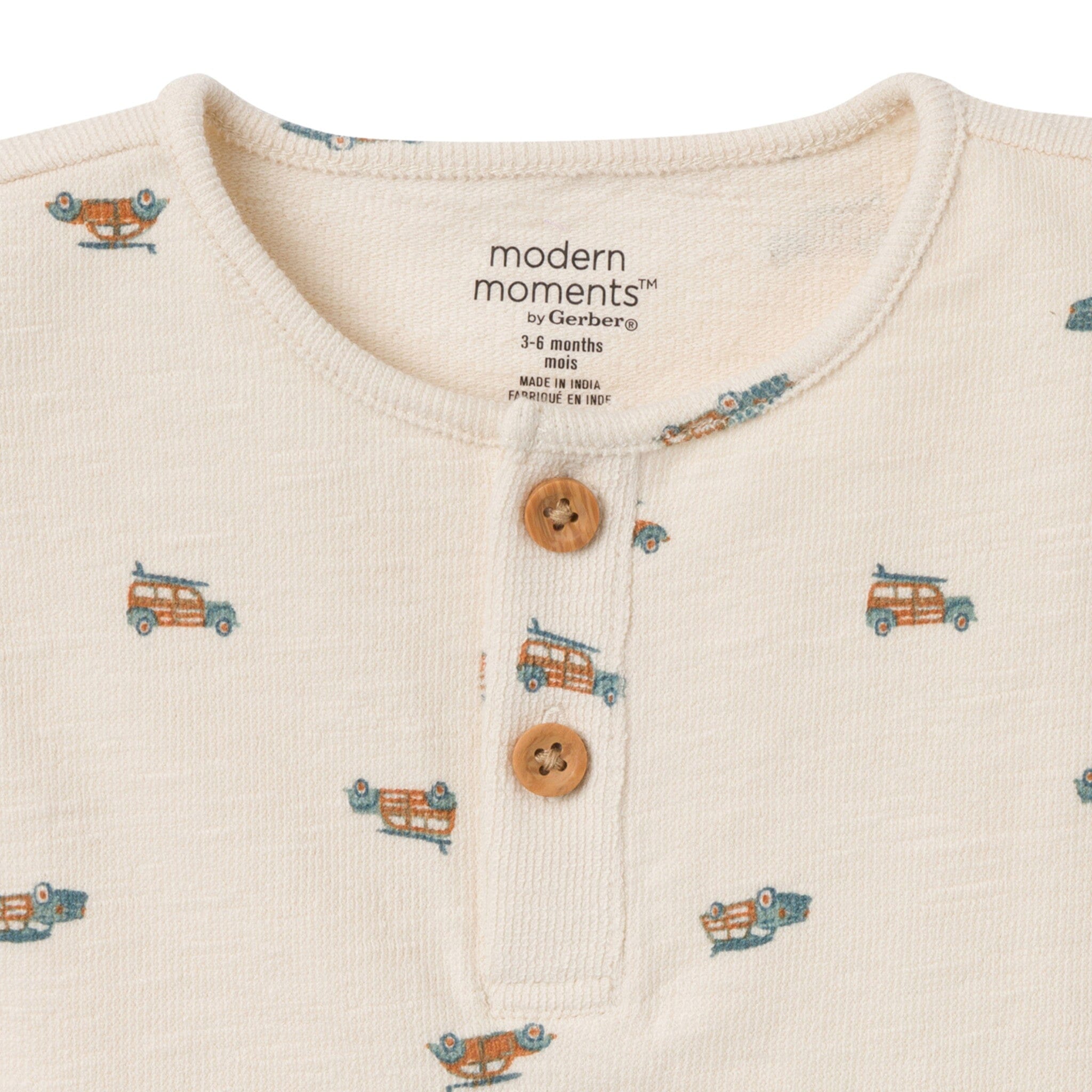 2-Piece Baby Boys Beach Buggys Henley Shirt and Shorts Set - Image 4