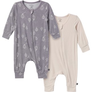 2-Pack Baby Neutral Hot Air Balloon Zip Front Viscose Rompers