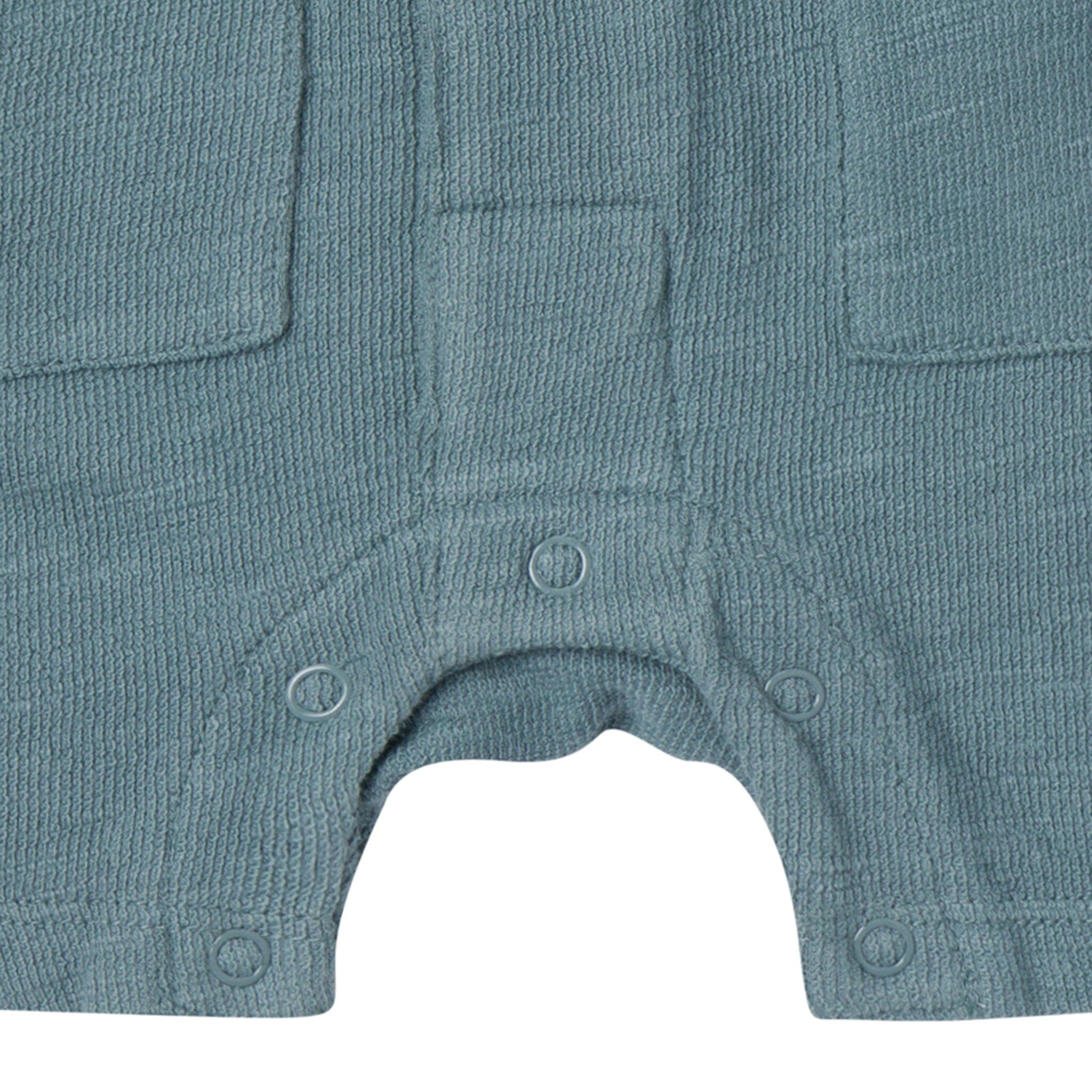 Baby Boys Teal Collared Short Sleeve Romper - Image 7