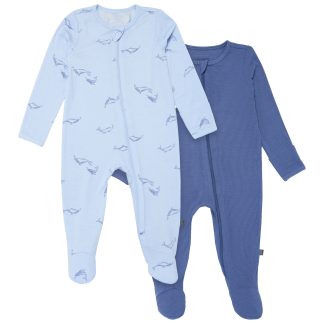 2-Pack Baby Boys Light Blue Whale Sleep 'N Plays With Mitten Cuffs