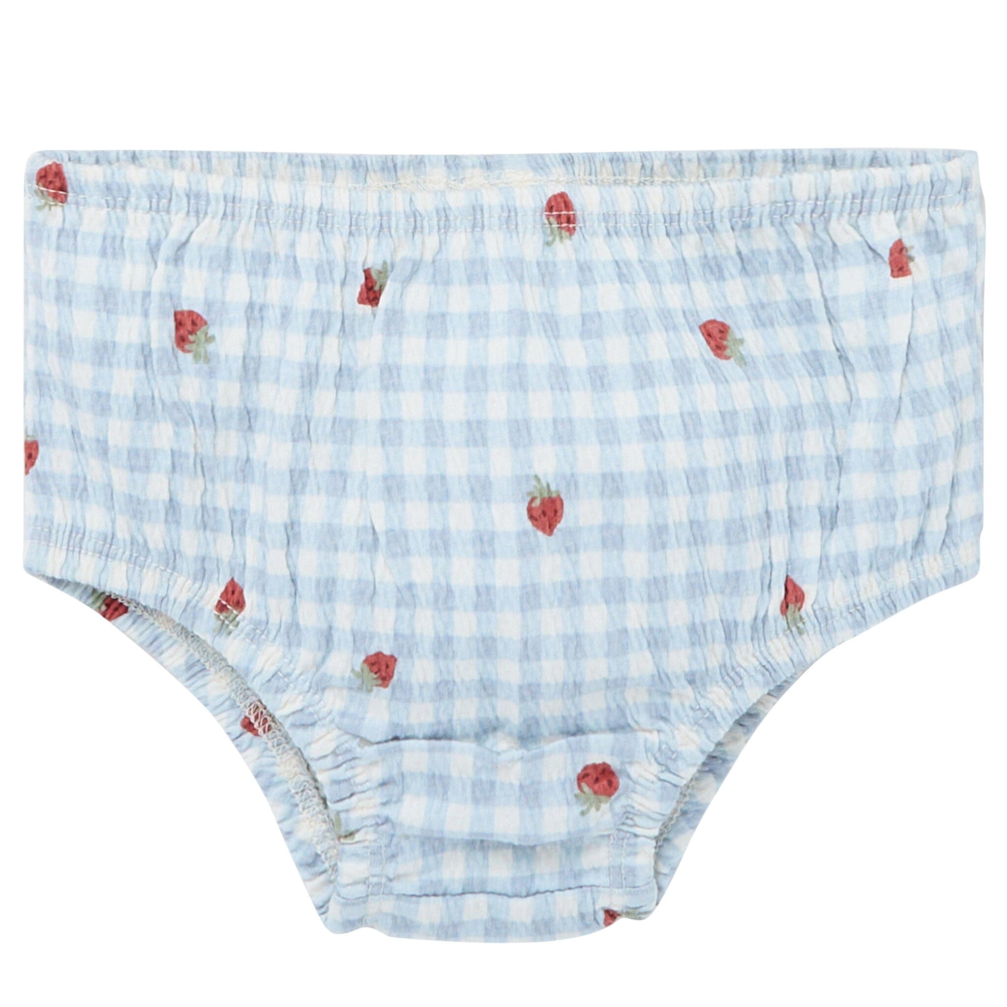 2-Piece Baby Girls Strawberry Gingham Ruffle Sleeve Dress and Diaper Cover Set - Image 7