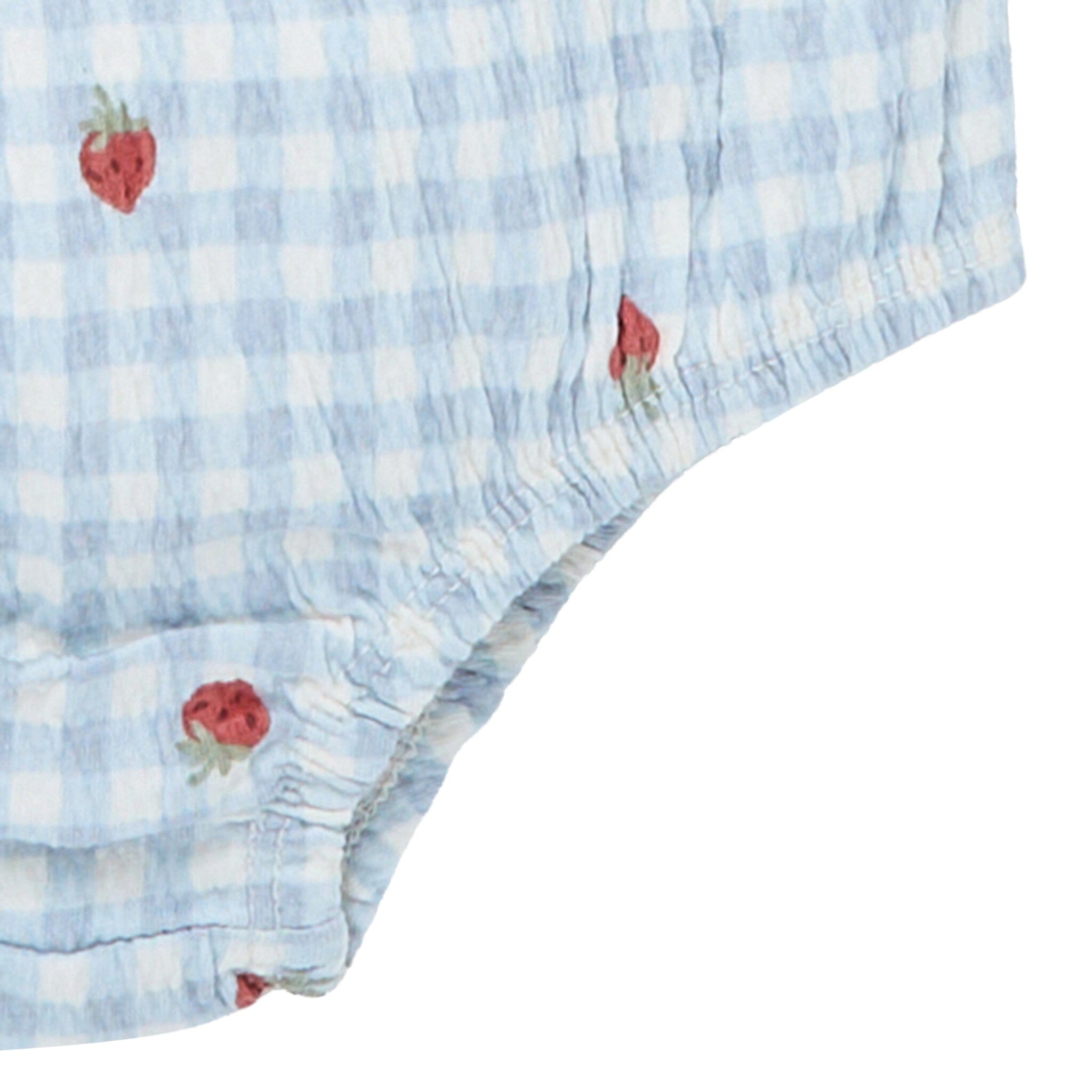 2-Piece Baby Girls Strawberry Gingham Ruffle Sleeve Dress and Diaper Cover Set - Image 8