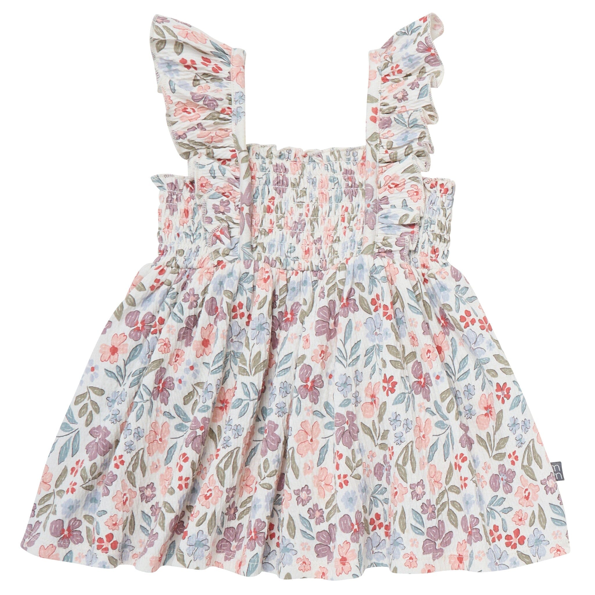2-Piece Baby Girls Ivory Garden Ruffle Sleeve Dress and Diaper Cover Set - Image 4
