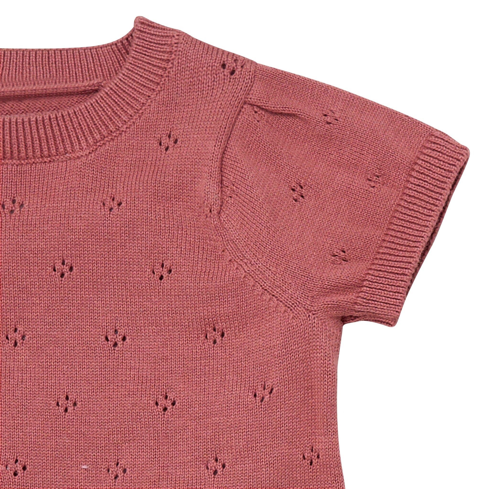 2-Piece Baby Girls Dark Rose Sweater Knit Top and Shorts Set - Image 6