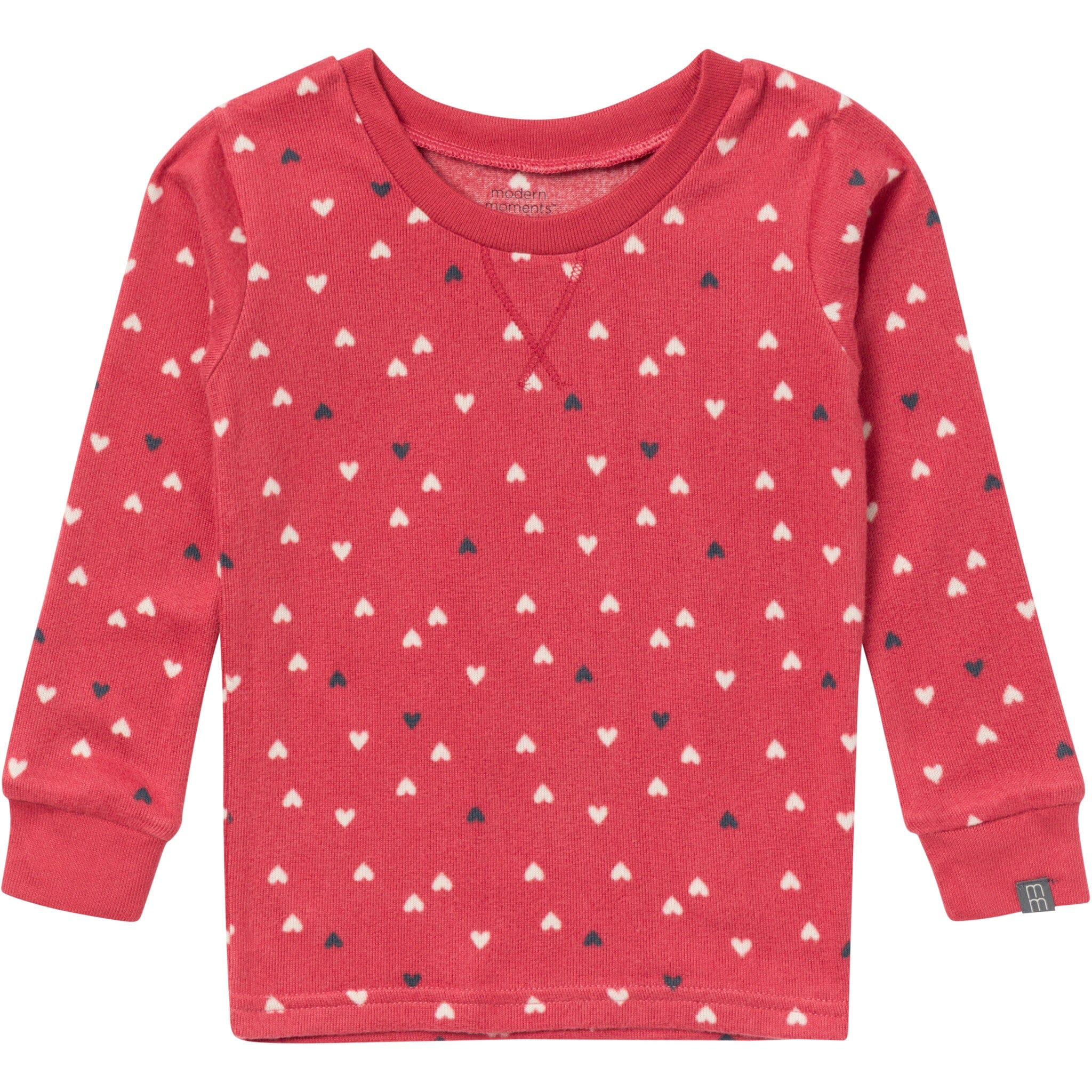 2-Piece Infant and Toddler Neutral Red Hearts Snug Fitting Hacci Pajamas - Image 3