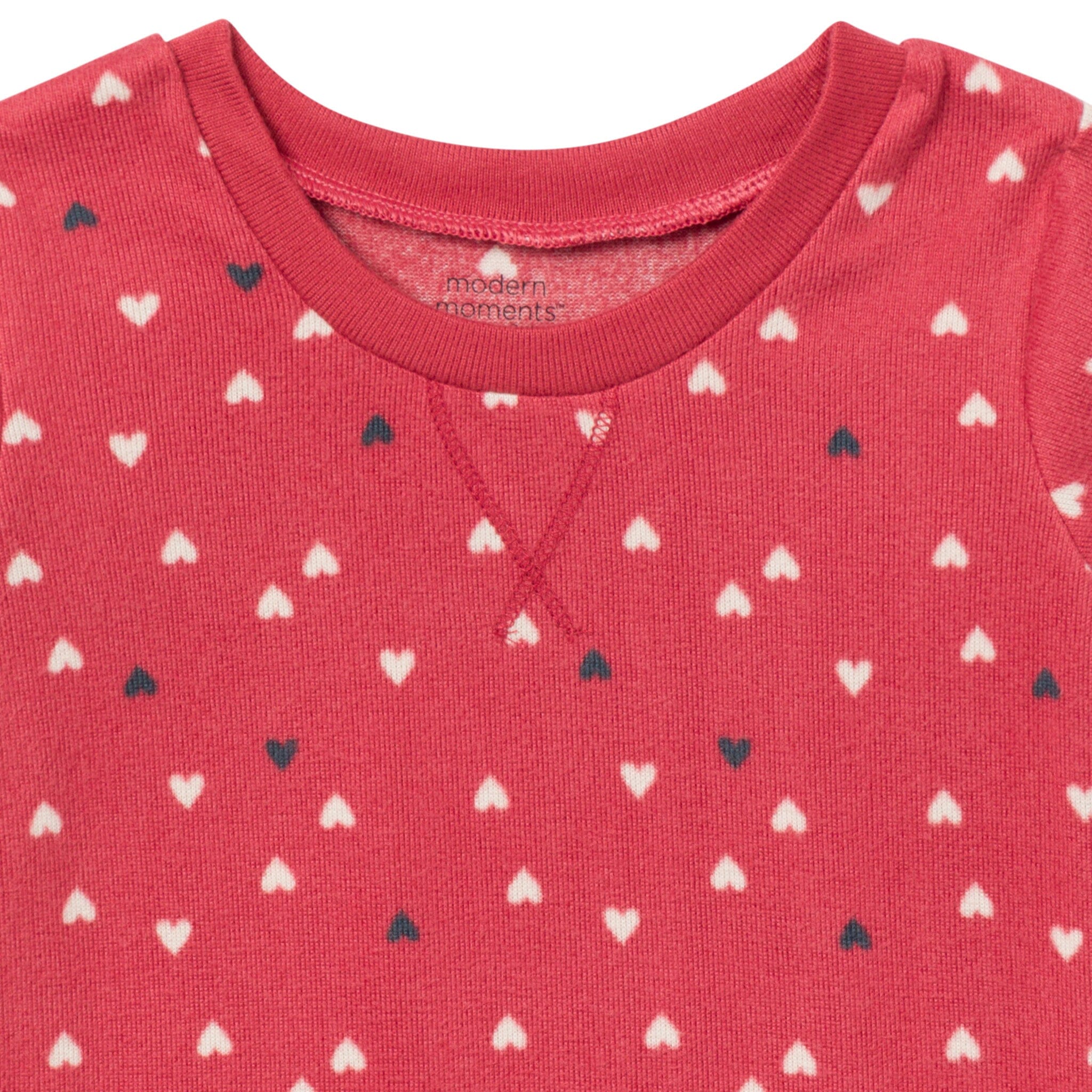 2-Piece Infant and Toddler Neutral Red Hearts Snug Fitting Hacci Pajamas - Image 4