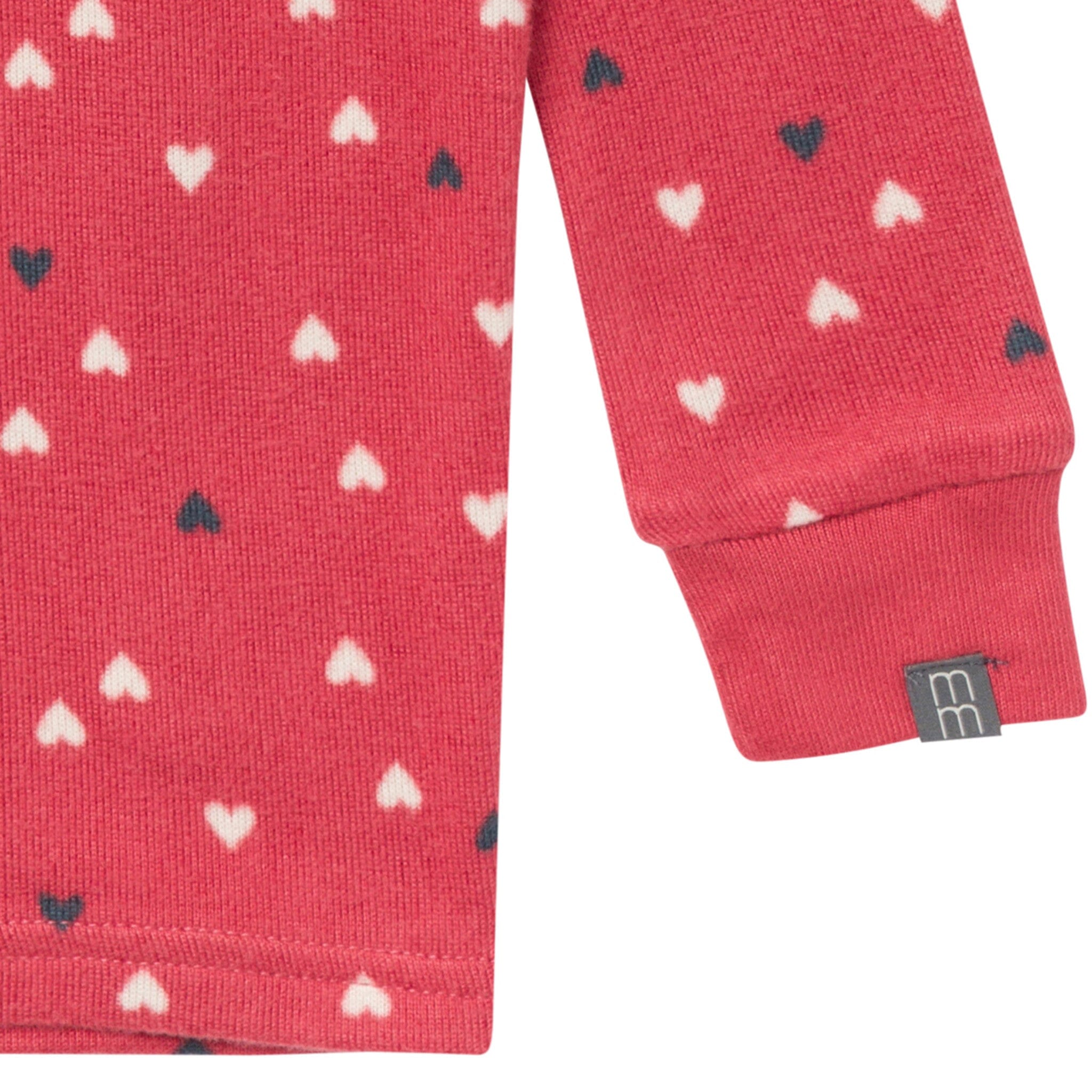 2-Piece Infant and Toddler Neutral Red Hearts Snug Fitting Hacci Pajamas - Image 5