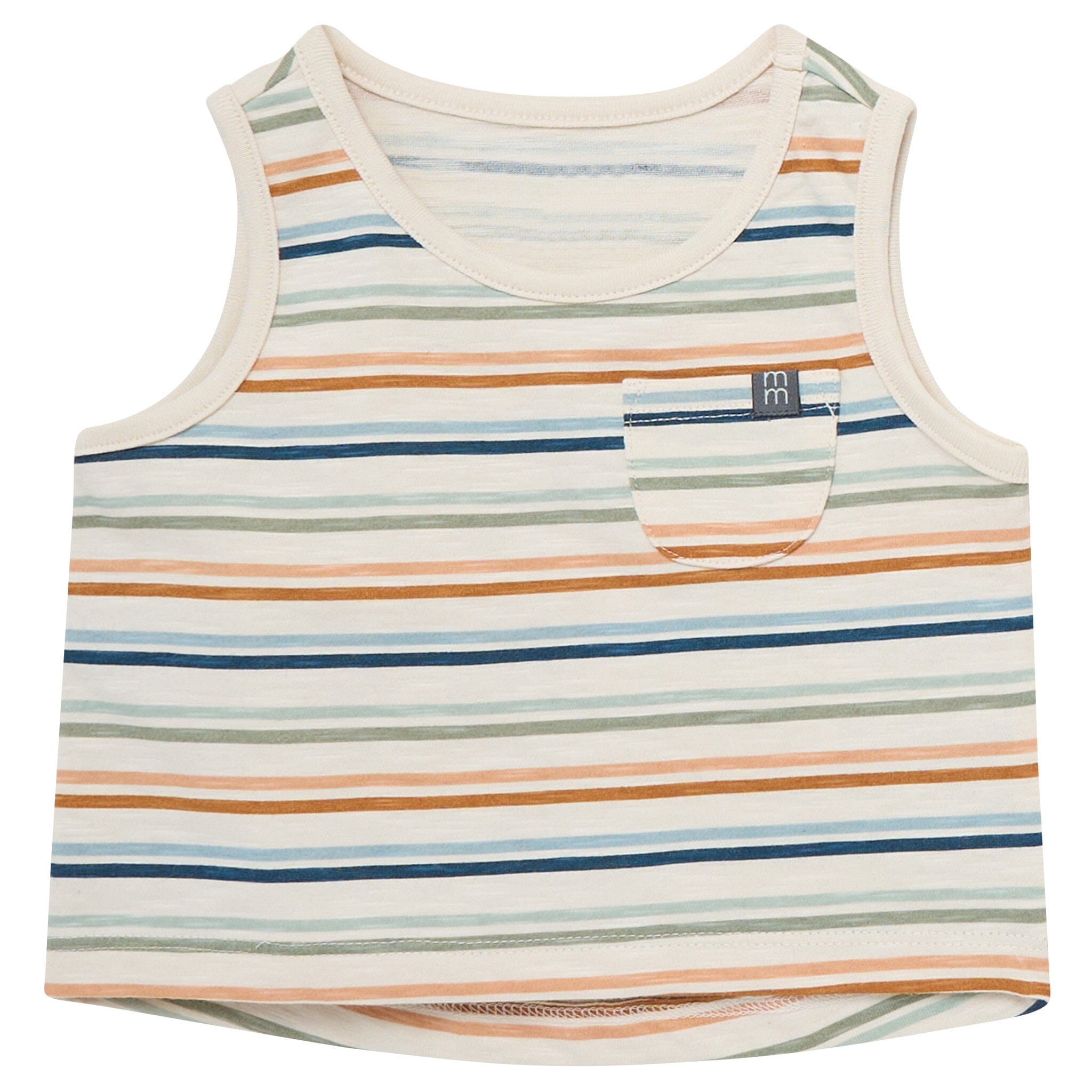 4-Piece Baby Boys Beige Stripe Sleeveless Shirts and Shorts Set - Image 2
