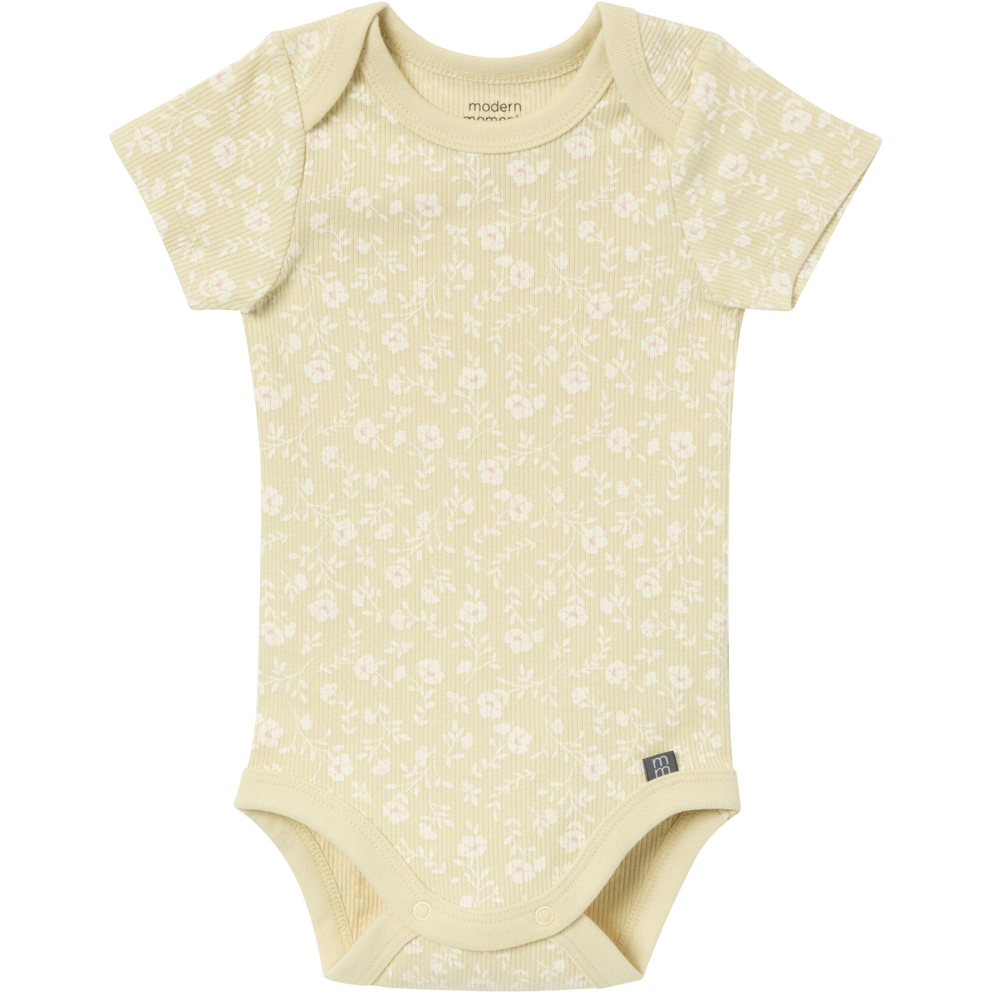 4-Piece Baby Girls Dusty Yellow Floral Short Sleeve Bodysuits and Shorts Set - Image 2