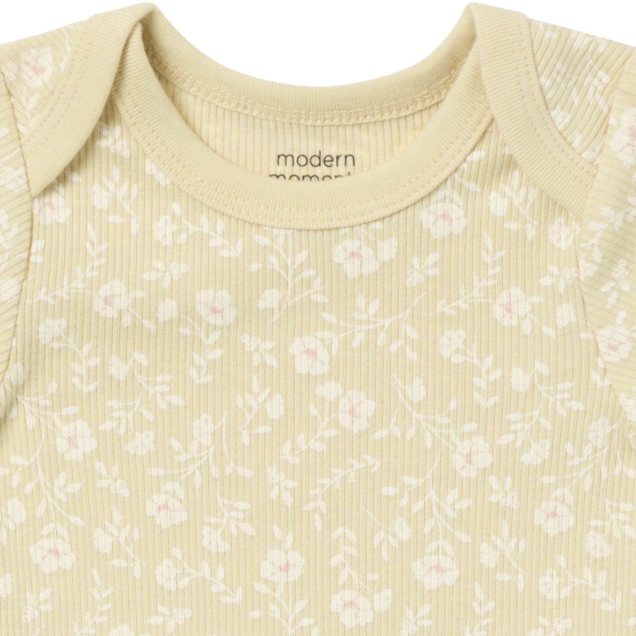 4-Piece Baby Girls Dusty Yellow Floral Short Sleeve Bodysuits and Shorts Set - Image 4