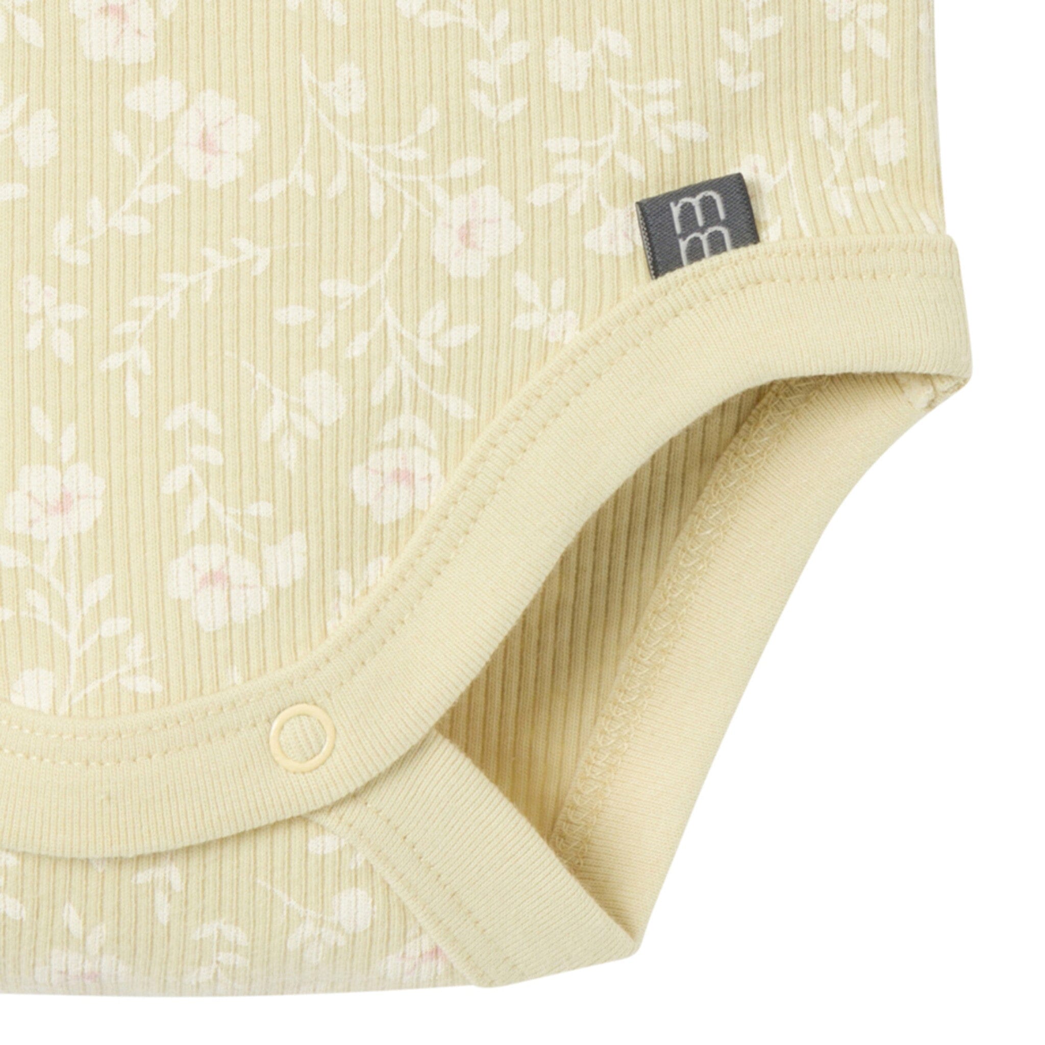 4-Piece Baby Girls Dusty Yellow Floral Short Sleeve Bodysuits and Shorts Set - Image 5