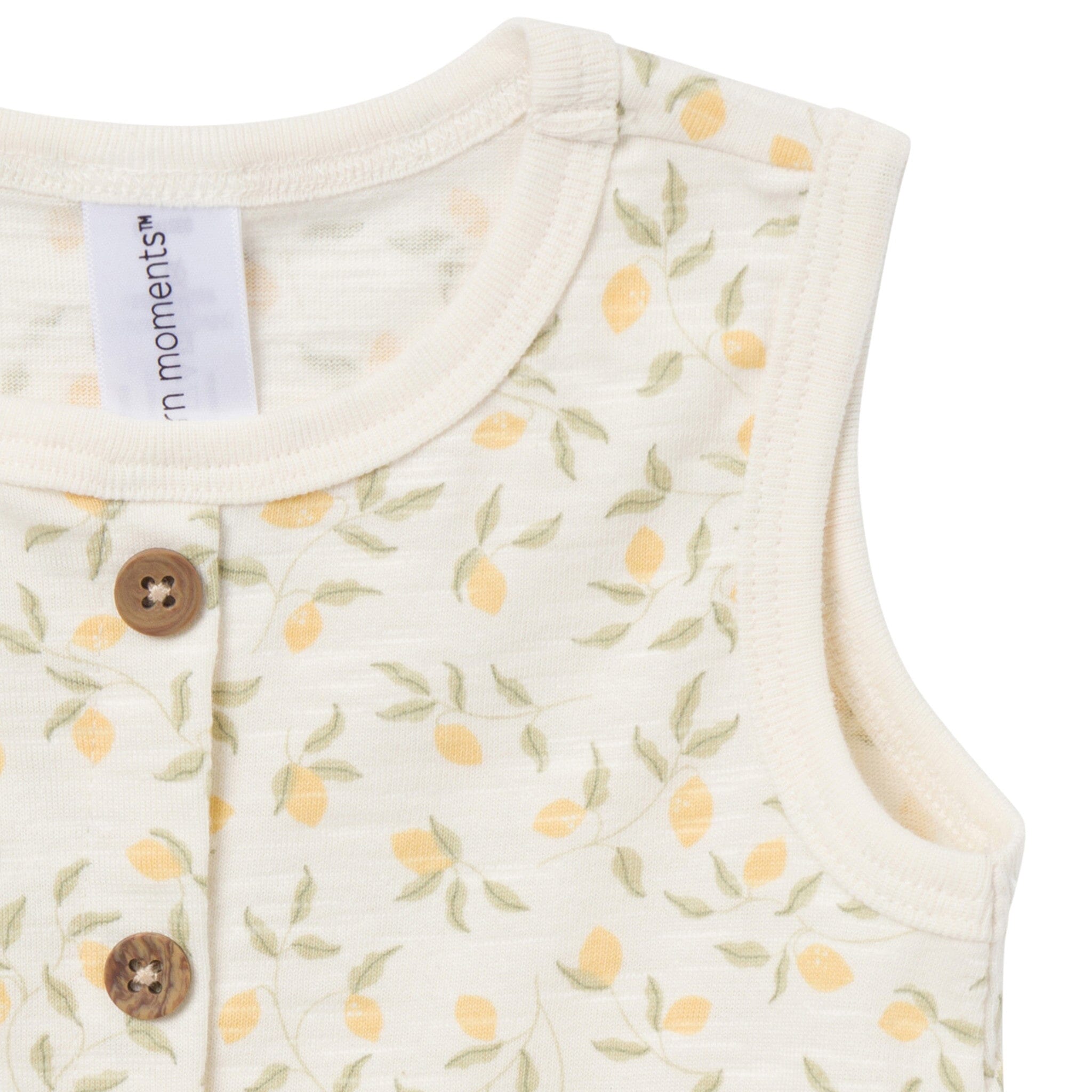 4-Piece Baby Girls Lemon Vines Sleeveless Peplum Tops and Shorts Set - Image 3
