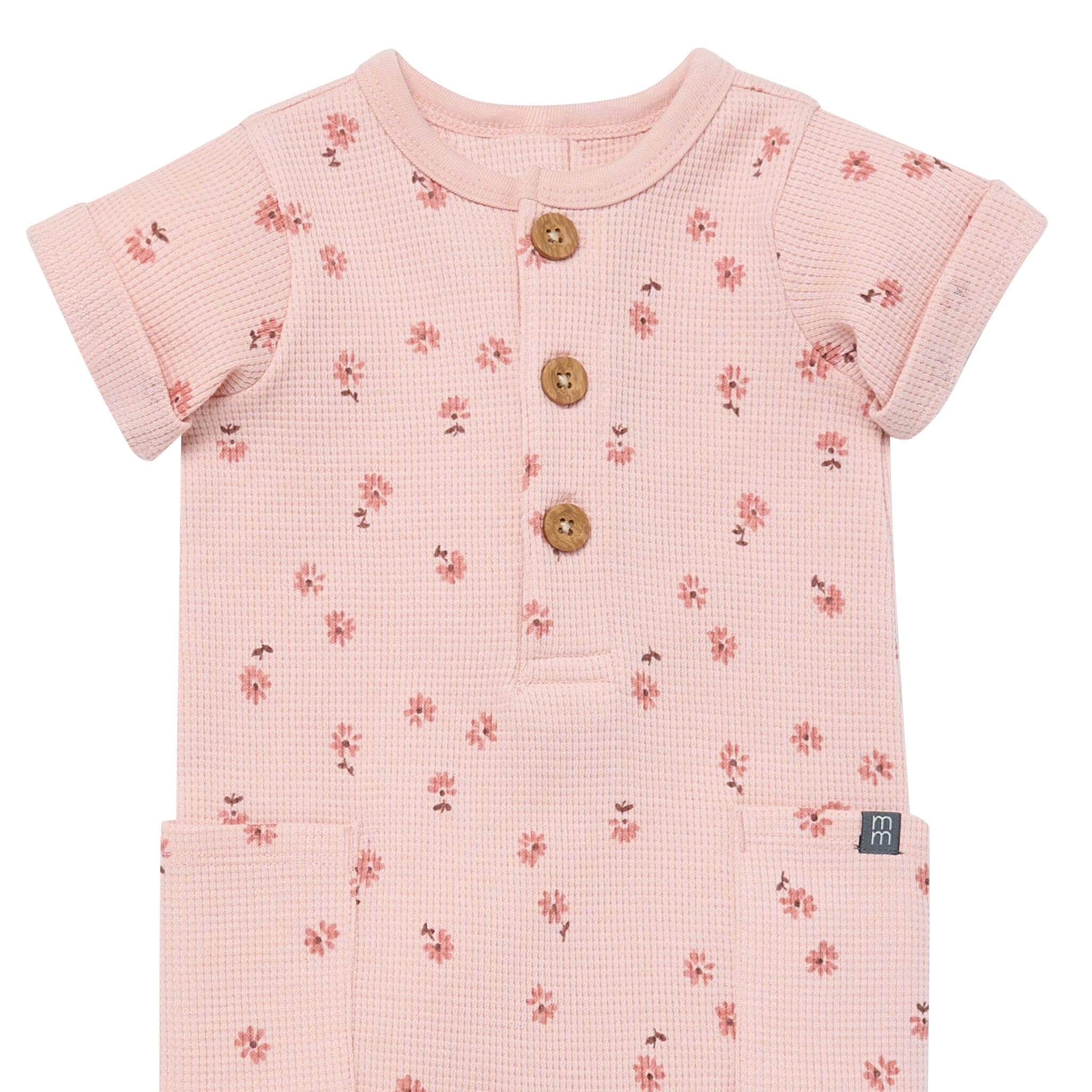Baby Girls Tossed Daisy Short Sleeve Long Leg Romper - Image 2