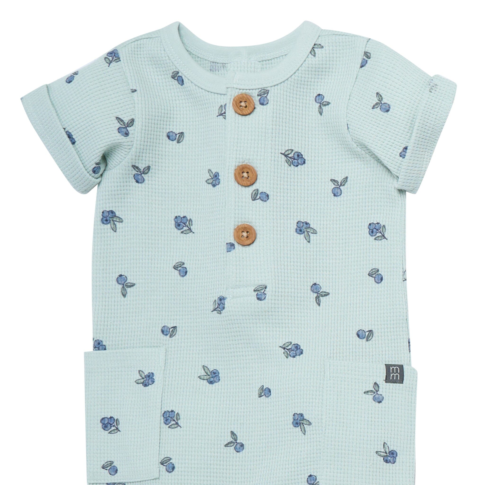 Baby Girls Light Sky Blueberry Short Sleeve Long Leg Romper - Image 4