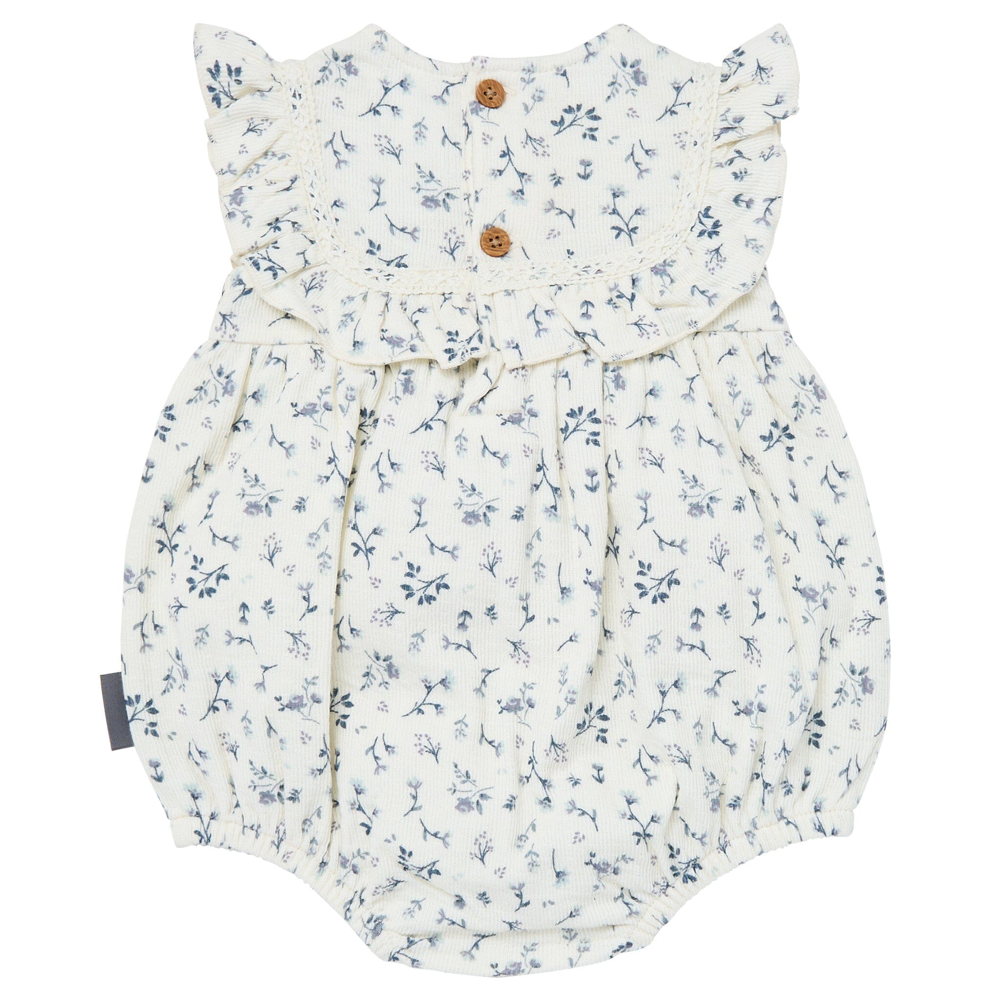 Baby Girls Blue Ditsy Ruffle Bubble Romper - Image 4