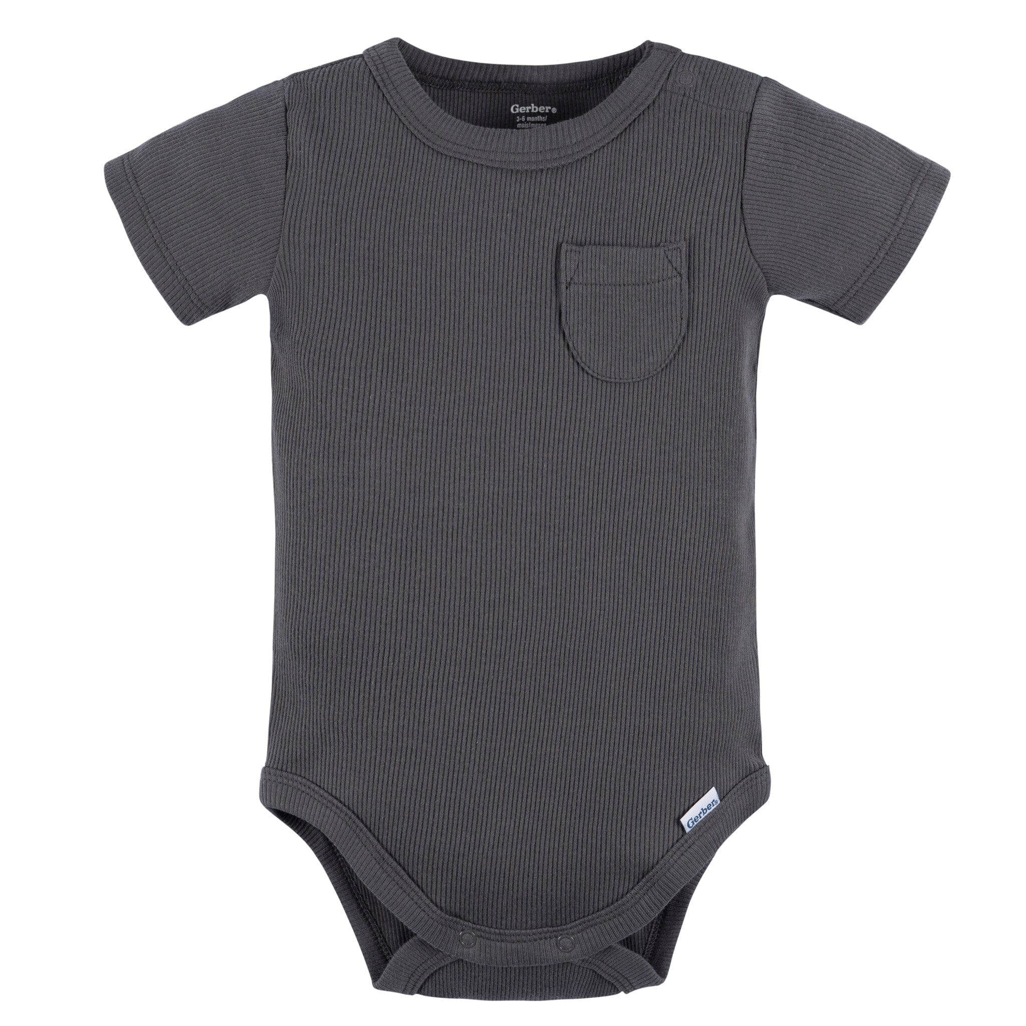 2-Piece Baby Boys Dark Grey Bodysuit and Shorts Set - Image 2