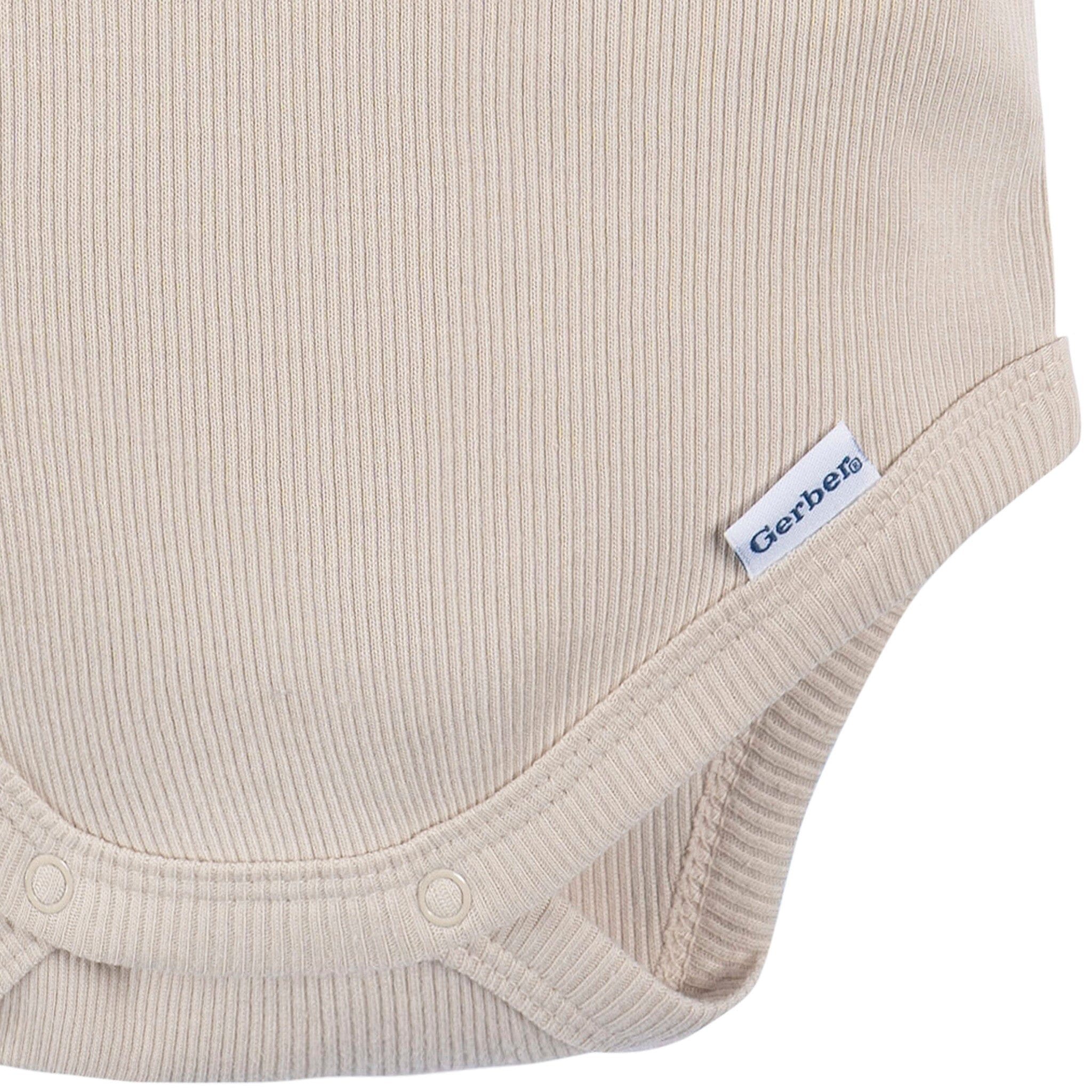 2-Piece Baby Boys Beige Bodysuit and Shorts Set - Image 4