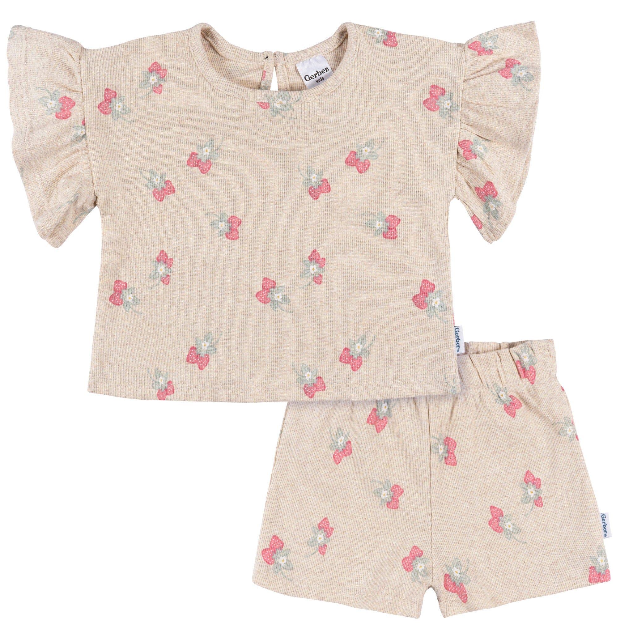 2-Piece Infant & Toddler Girls Heather Strawberry Shirt and Shorts Set
