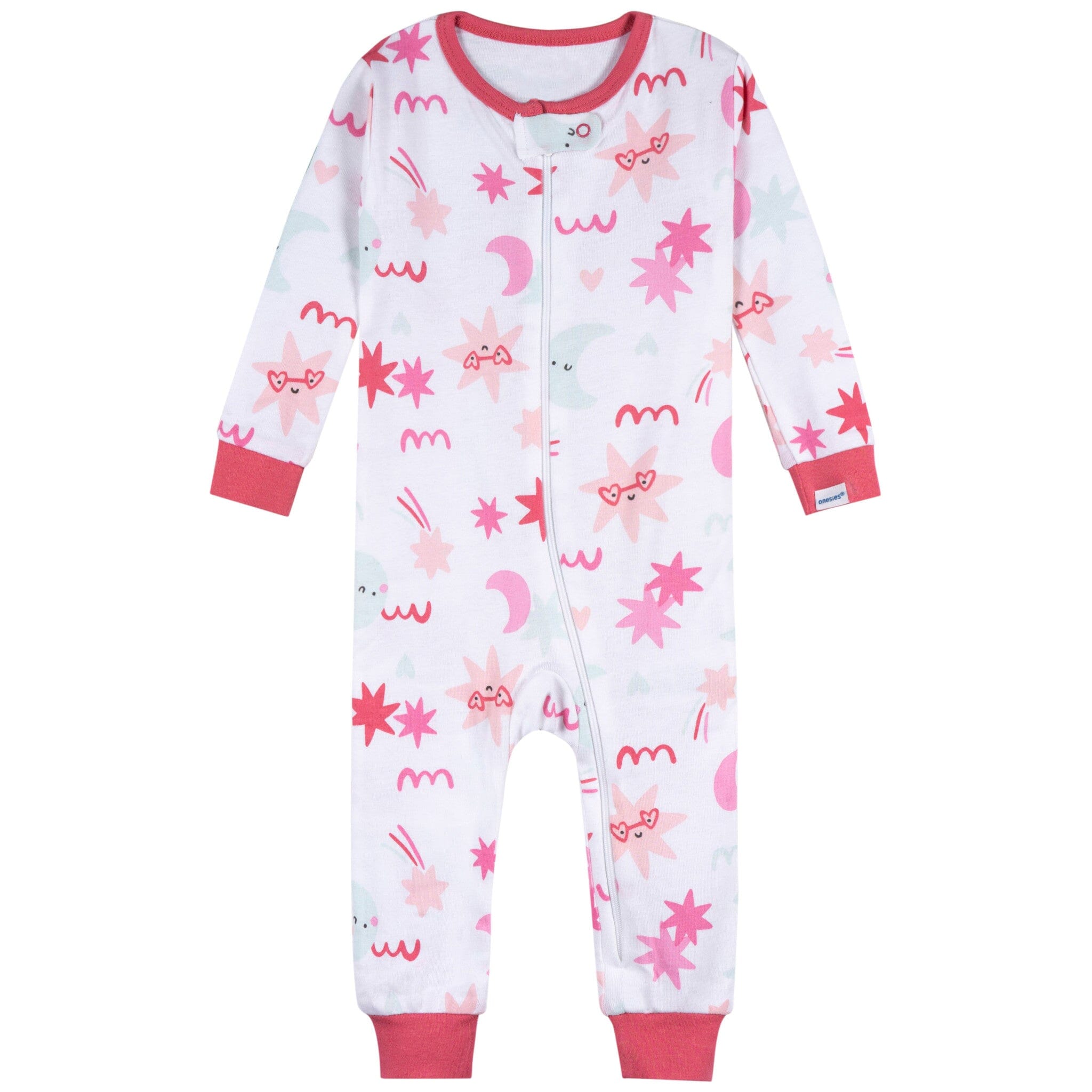 3-Pack Baby Girls Starry Nights Footless Pajamas - Image 2