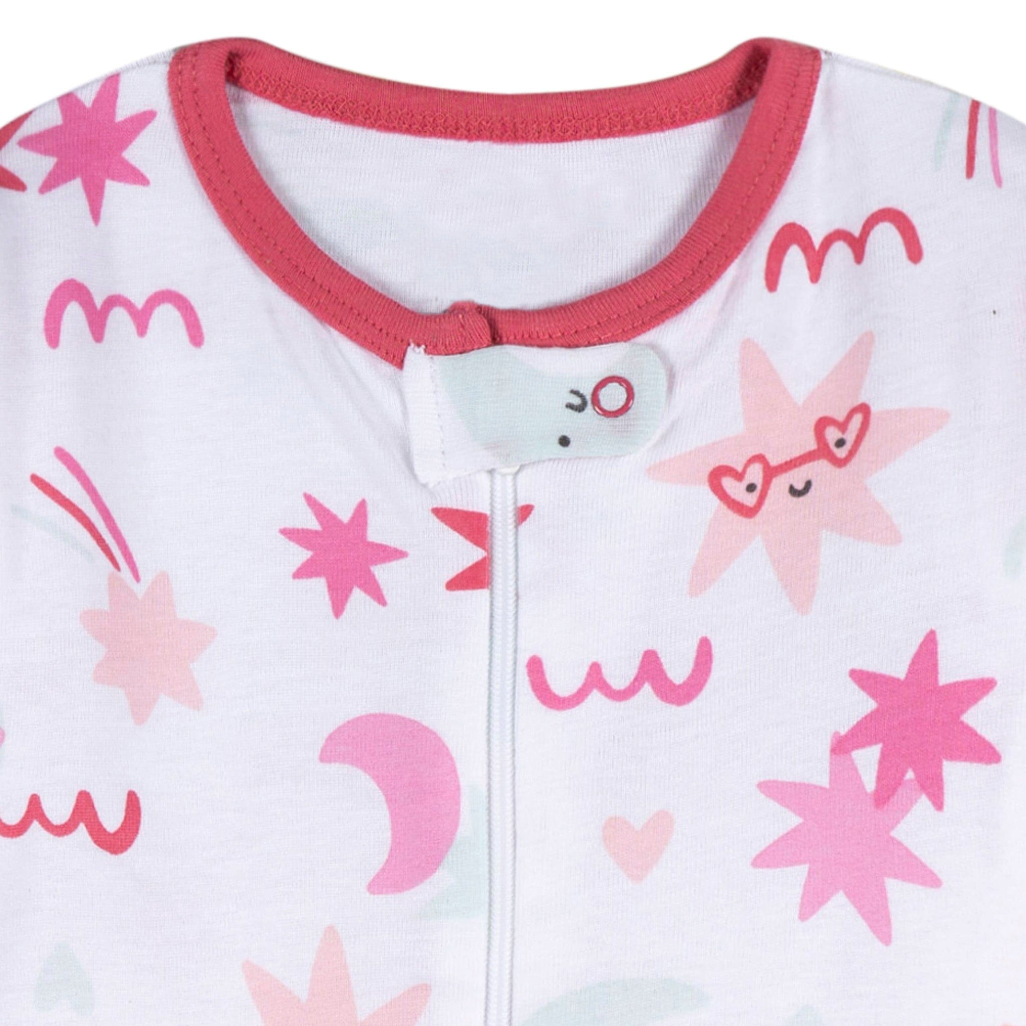 3-Pack Baby Girls Starry Nights Footless Pajamas - Image 3