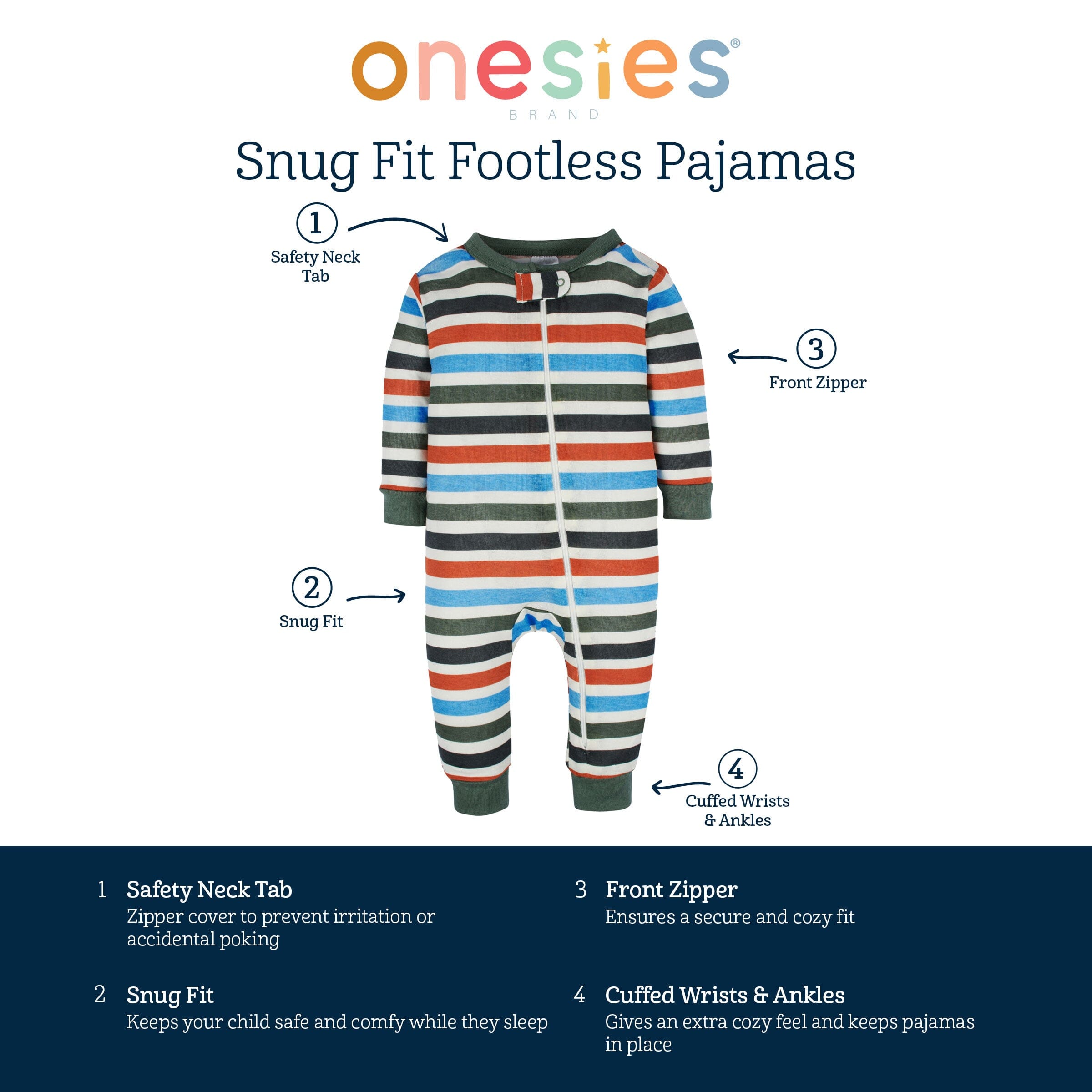 3-Pack Baby Boys Safari Footless Pajamas - Image 8