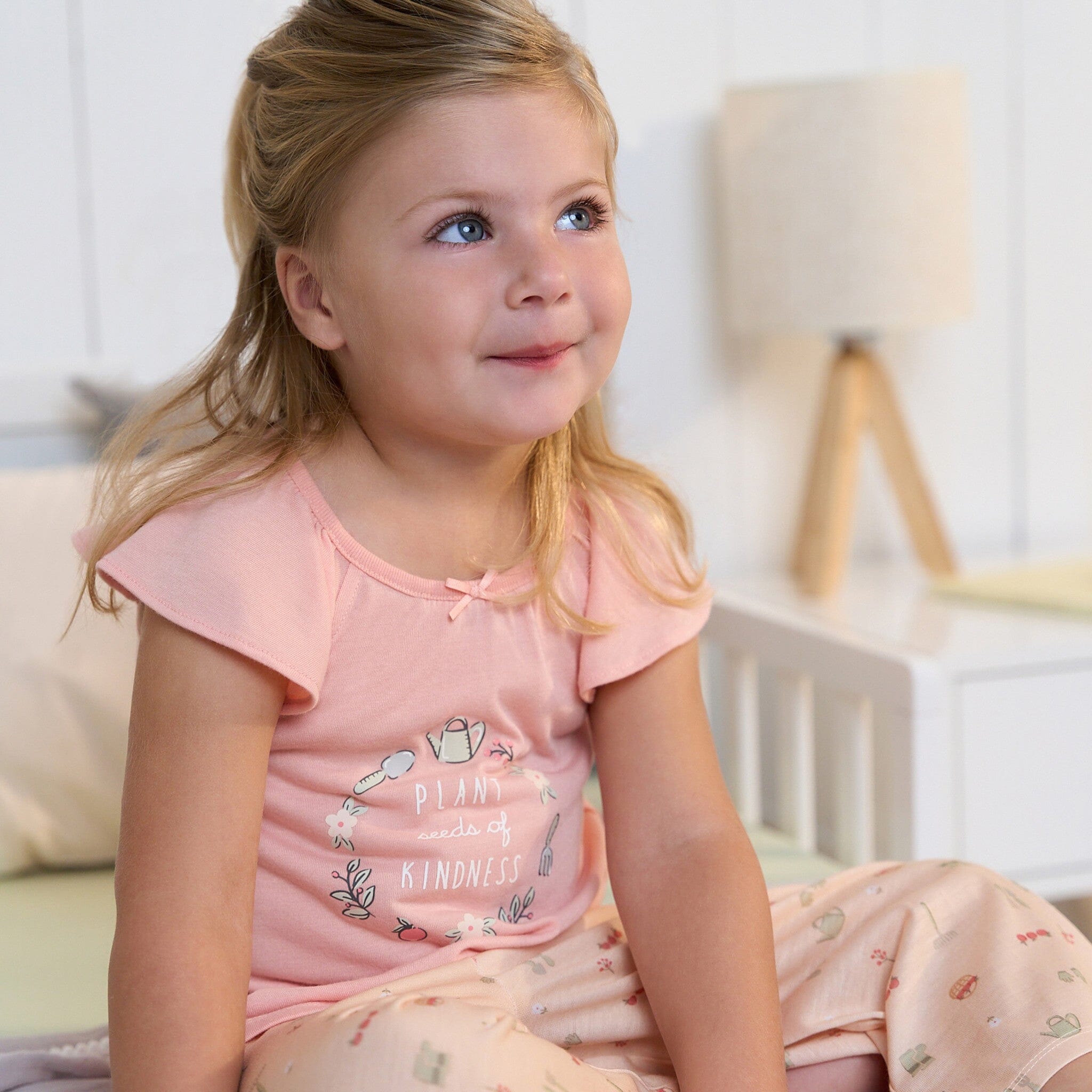 3-Piece Toddler Girls Gardening T-Shirt, Shorts & Pants Pajama Set - Image 3