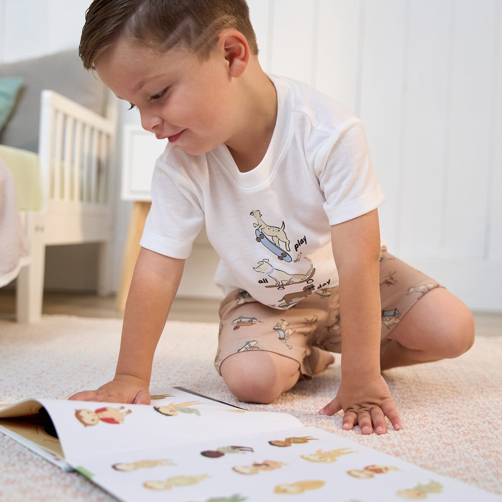2-Piece Toddler Boys Dog Pajama Shorts Set - Image 4