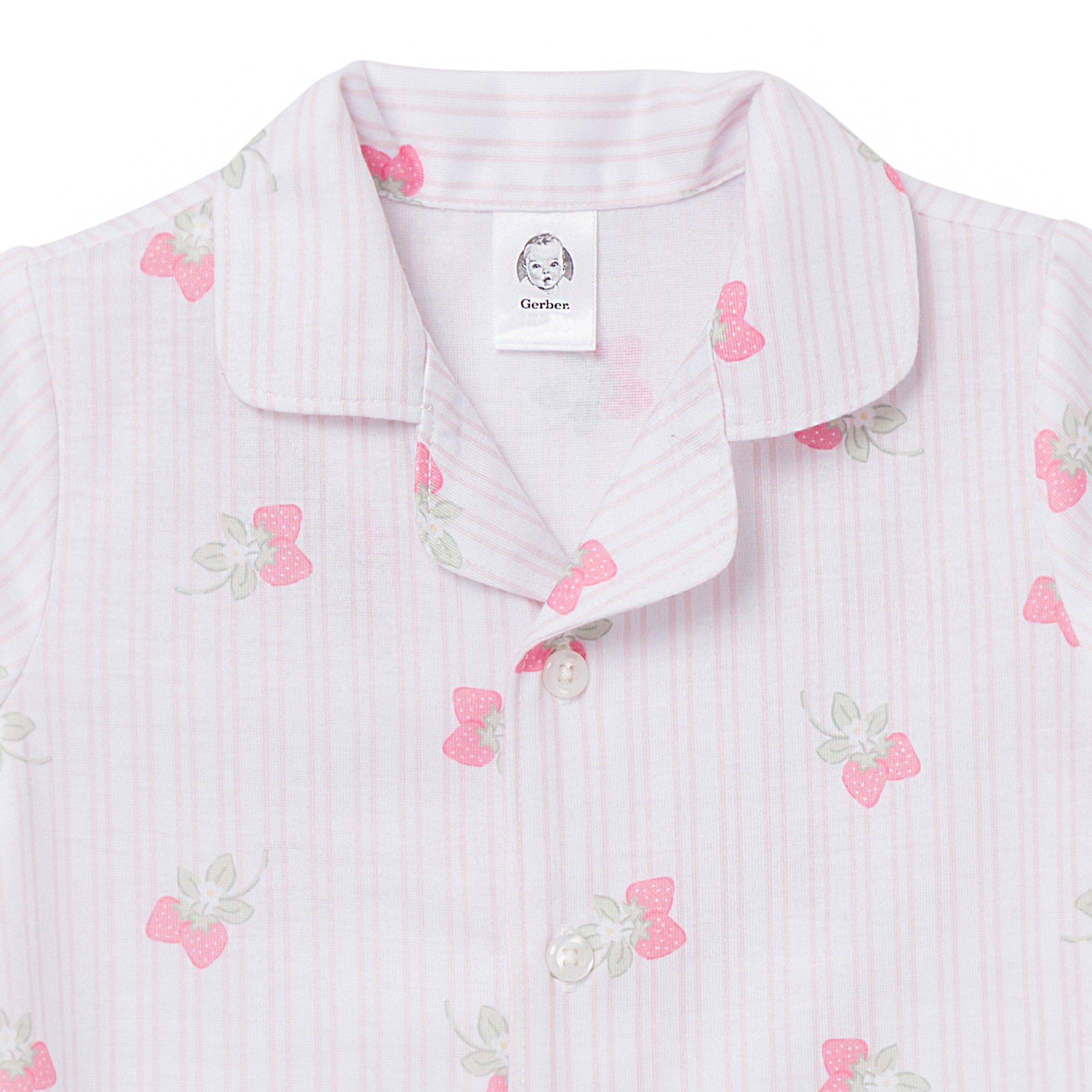 2-Piece Infant & Toddler Girls Berries Button Up Pajama Set - Image 6