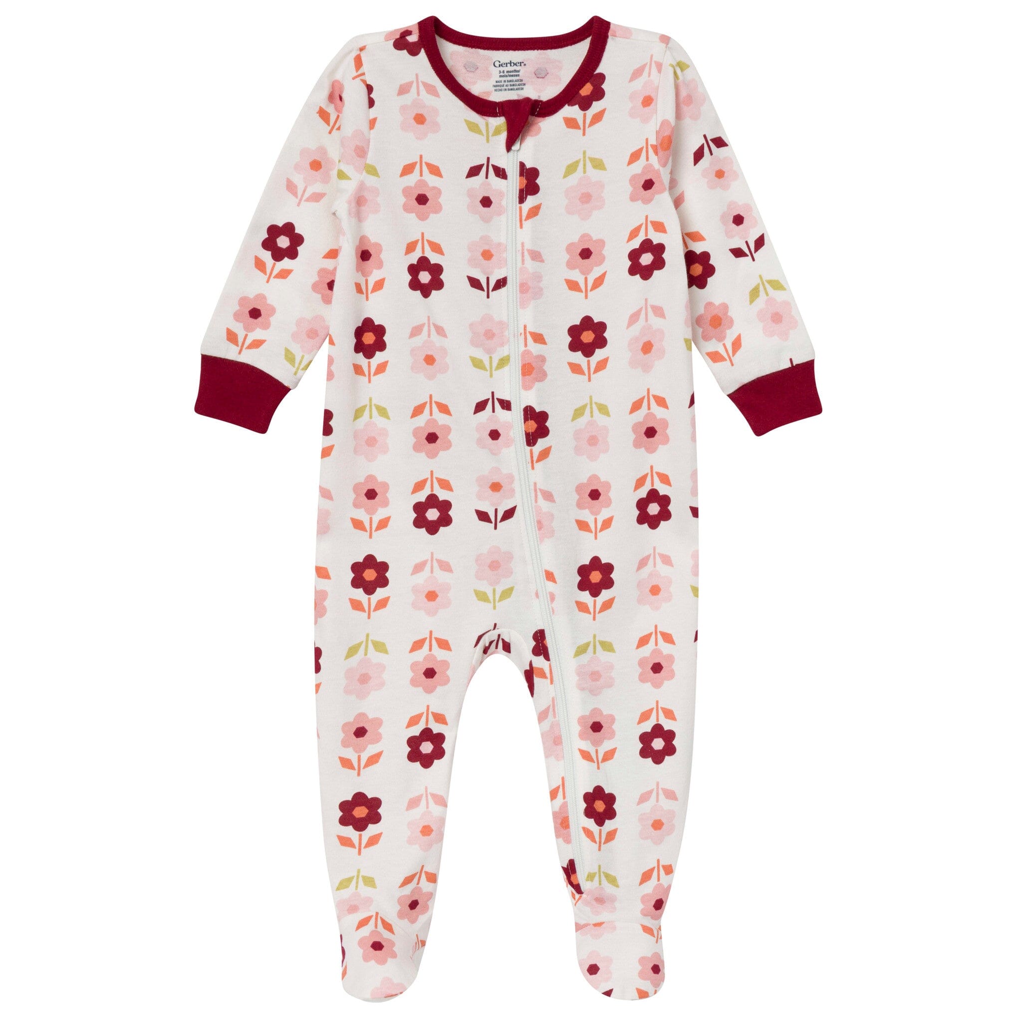 2-Pack Baby Girls Burgundy & Cream Floral Sleep 'N Play - Image 2