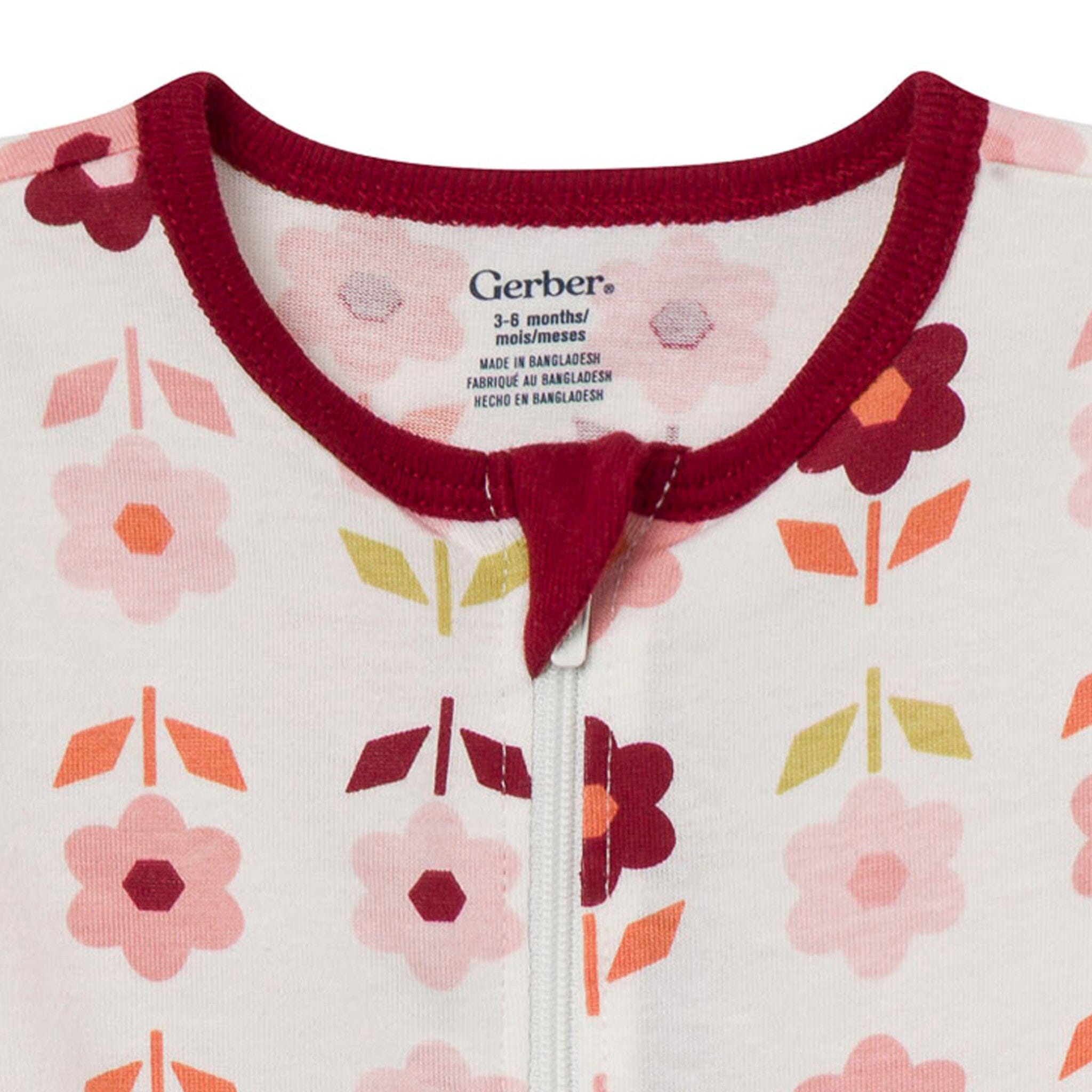 2-Pack Baby Girls Burgundy & Cream Floral Sleep 'N Play - Image 3