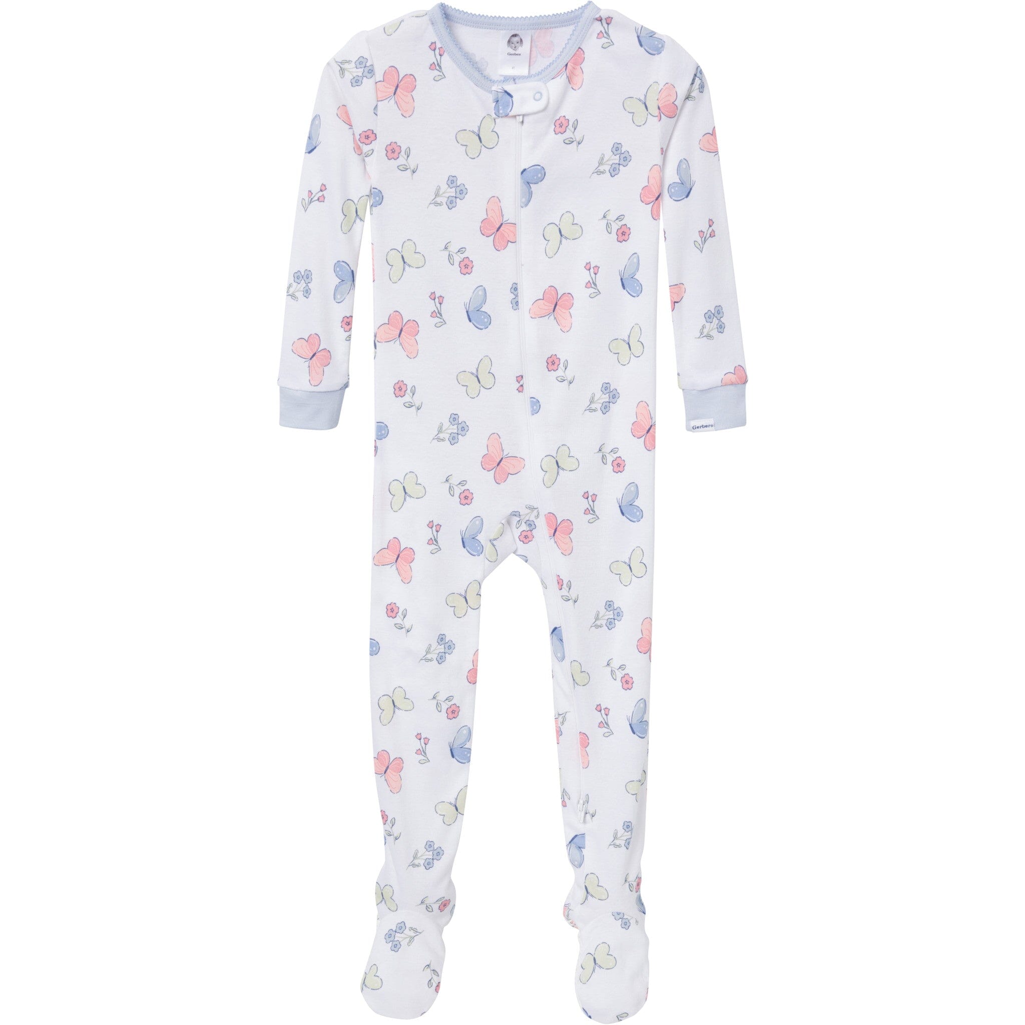 2-Pack Baby & Toddler Girls Butterflies Snug Fit Footed Pajamas - Image 4