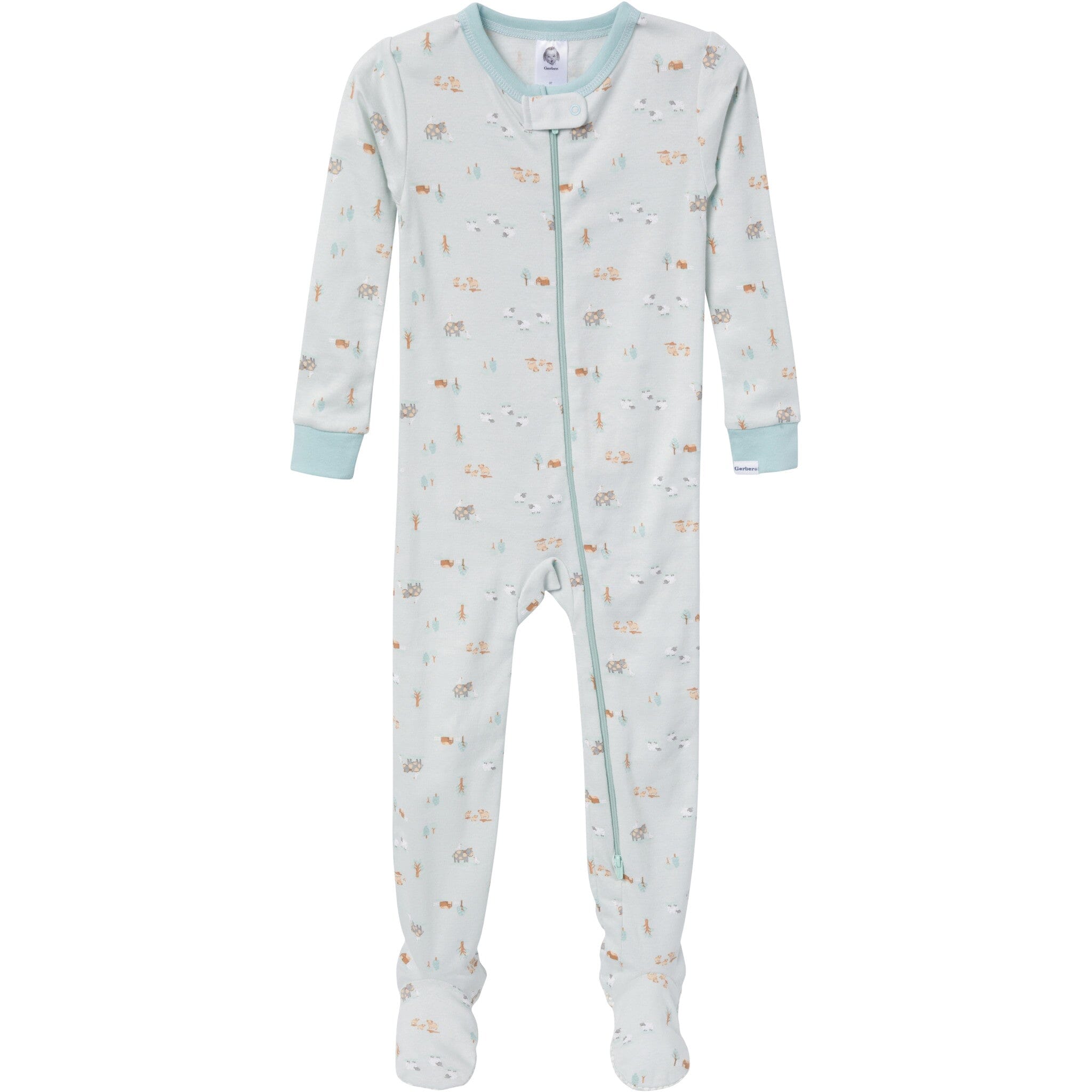 4-Pack Baby & Toddler Neutral Farm Snug Fit Footed Pajamas - Image 5