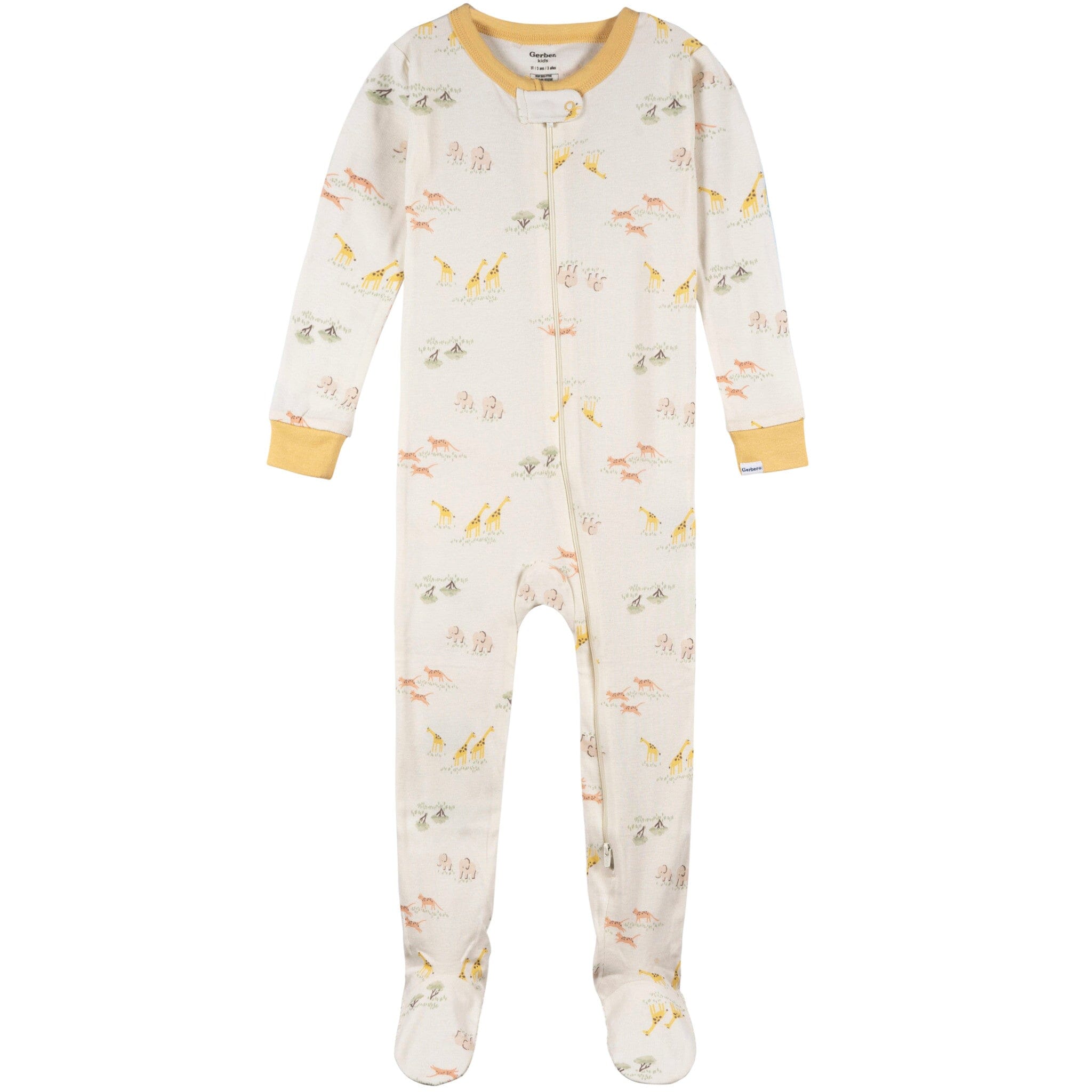4-Pack Baby & Toddler Neutral Safari Snug Fit Footed Pajamas - Image 8