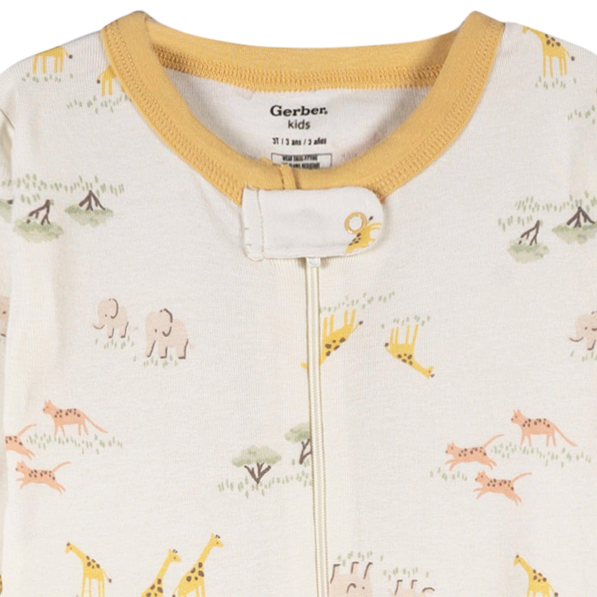 4-Pack Baby & Toddler Neutral Safari Snug Fit Footed Pajamas - Image 9
