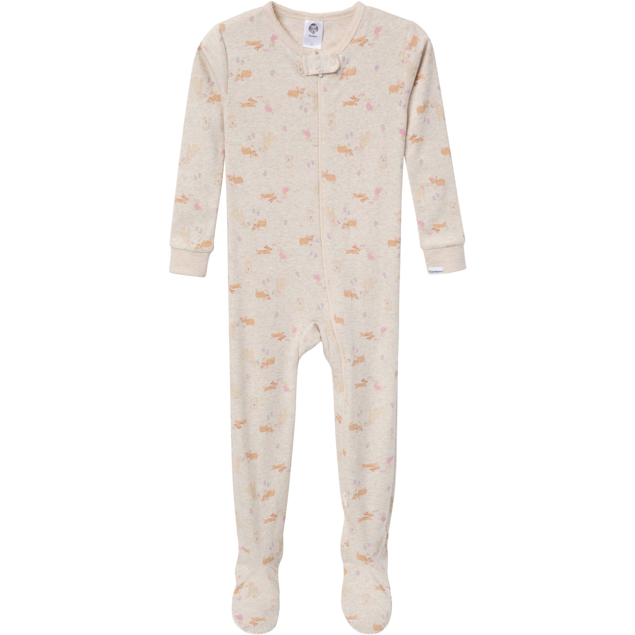 4-Pack Baby & Toddler Girls Dogs Snug Fit Footed Pajamas - Image 5