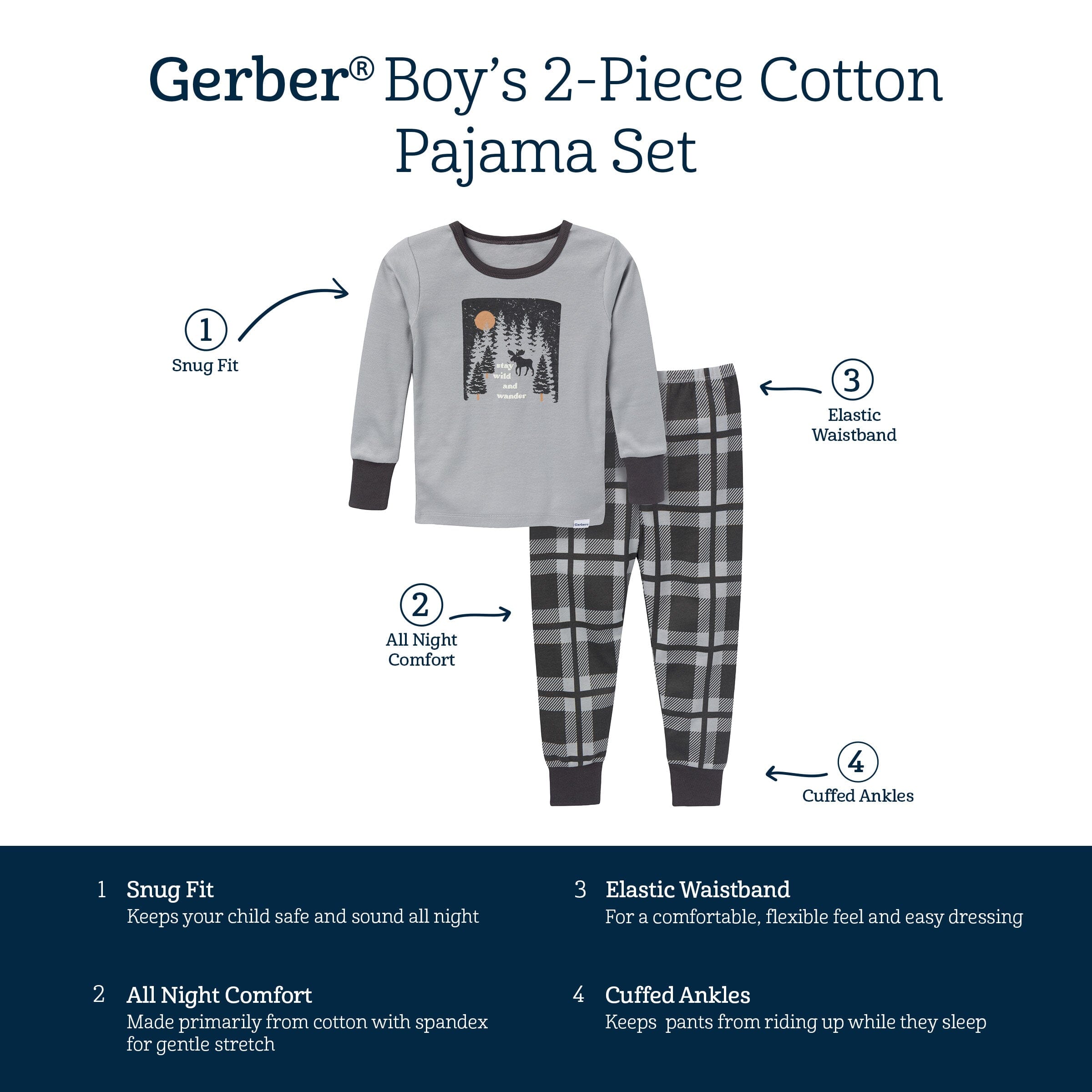 2-Piece Infant & Toddler Boys Moose Long Sleeve Pajama Set - Image 4