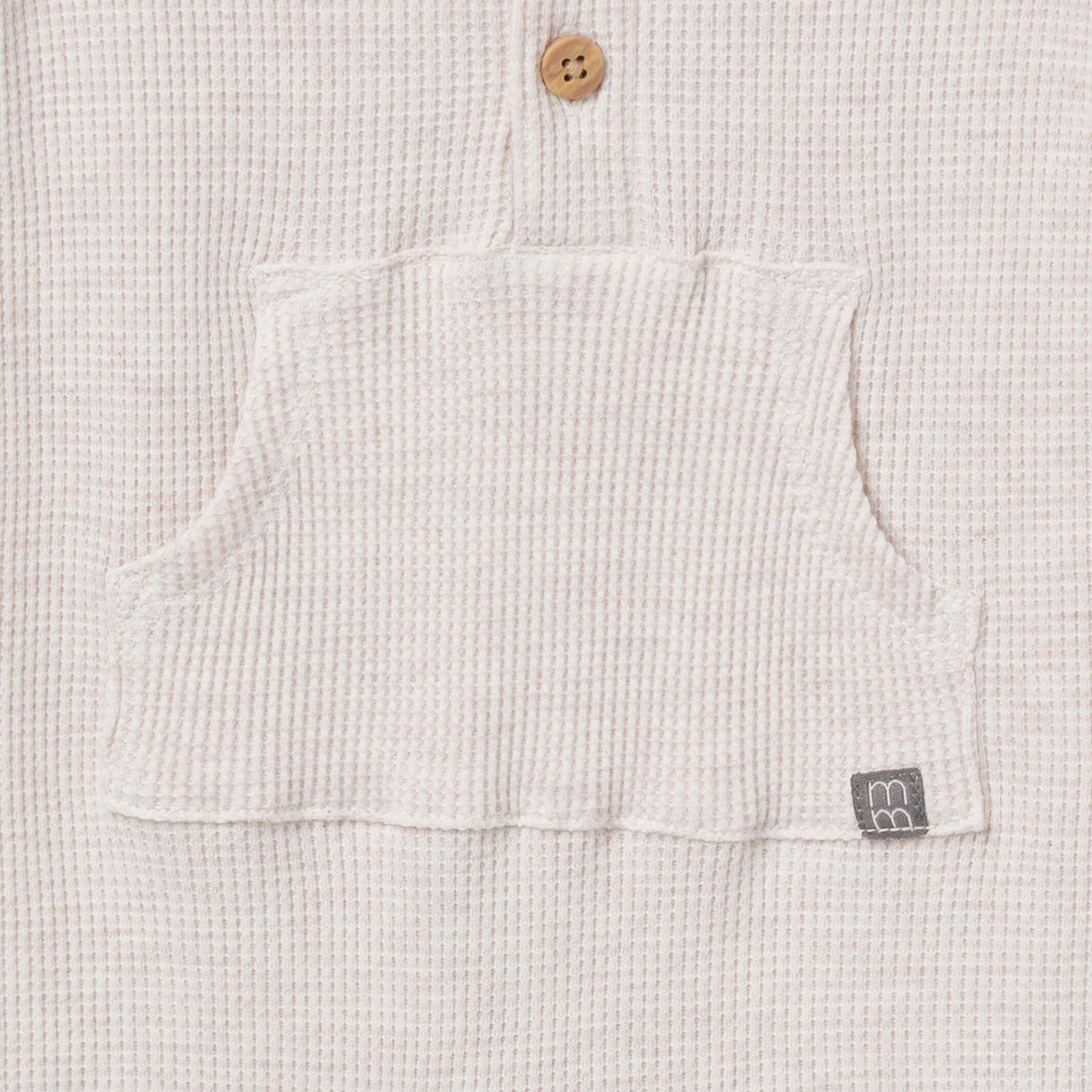 Baby Neutral Oatmeal Heather Kangaroo Pocket Waffle Romper - Image 4