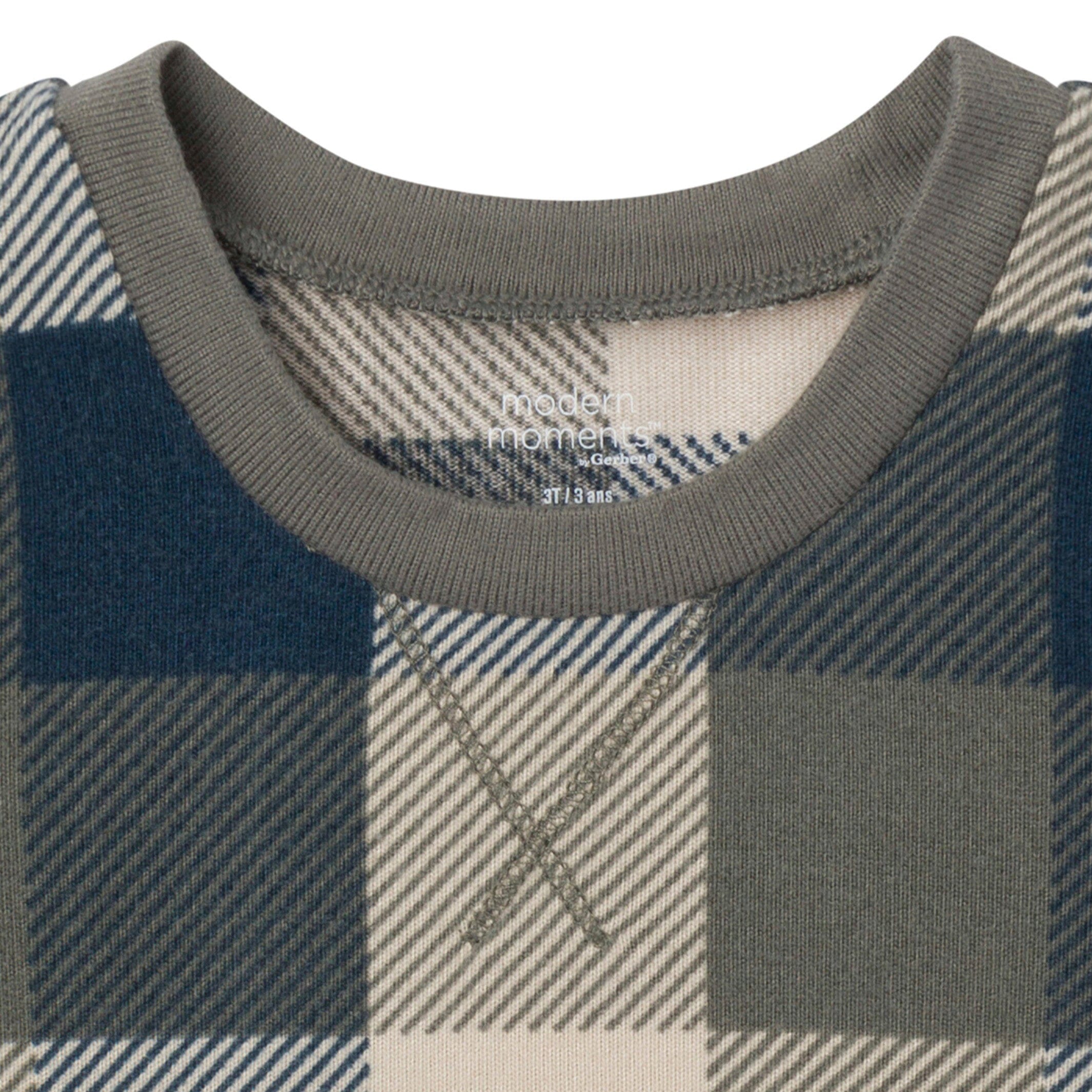 2-Piece Infant & Toddler Boys Dark Green Plaid Hacci Pajama Set - Image 5